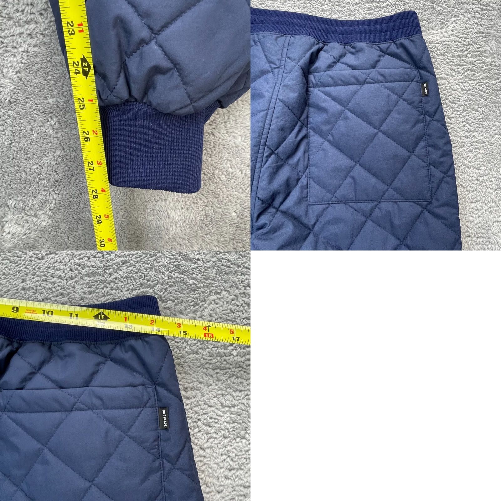 Vintage Not So Ape Pants Men Medium Blue Puffer Quilted Insulated Tapered Leg Drawstring Size US 31 - 8 Thumbnail