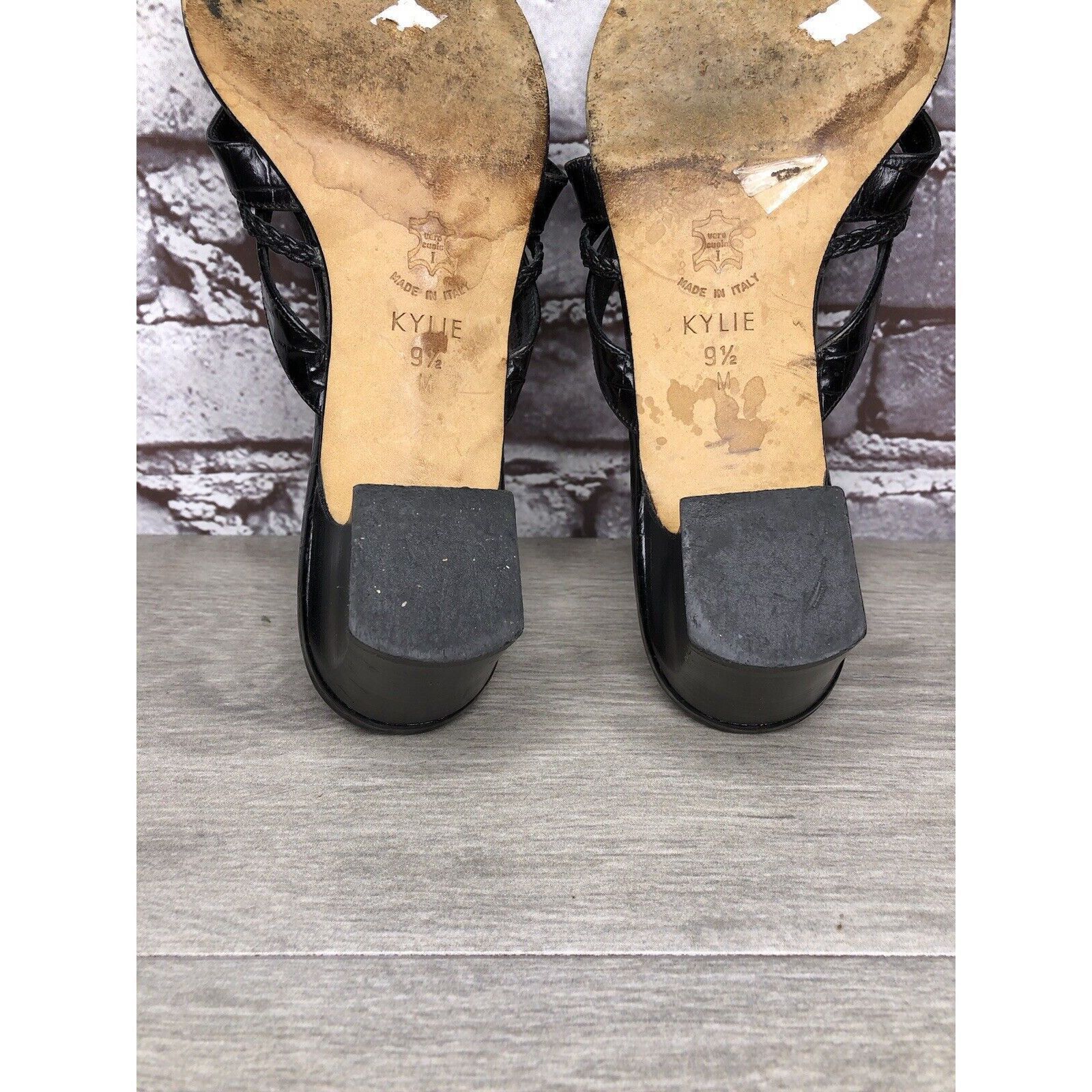 Brighton Brighton Kylie Black Leather Heart Heel Sandals Women’s Sz 9 Size US 9.5 / IT 39.5 - 17 Thumbnail