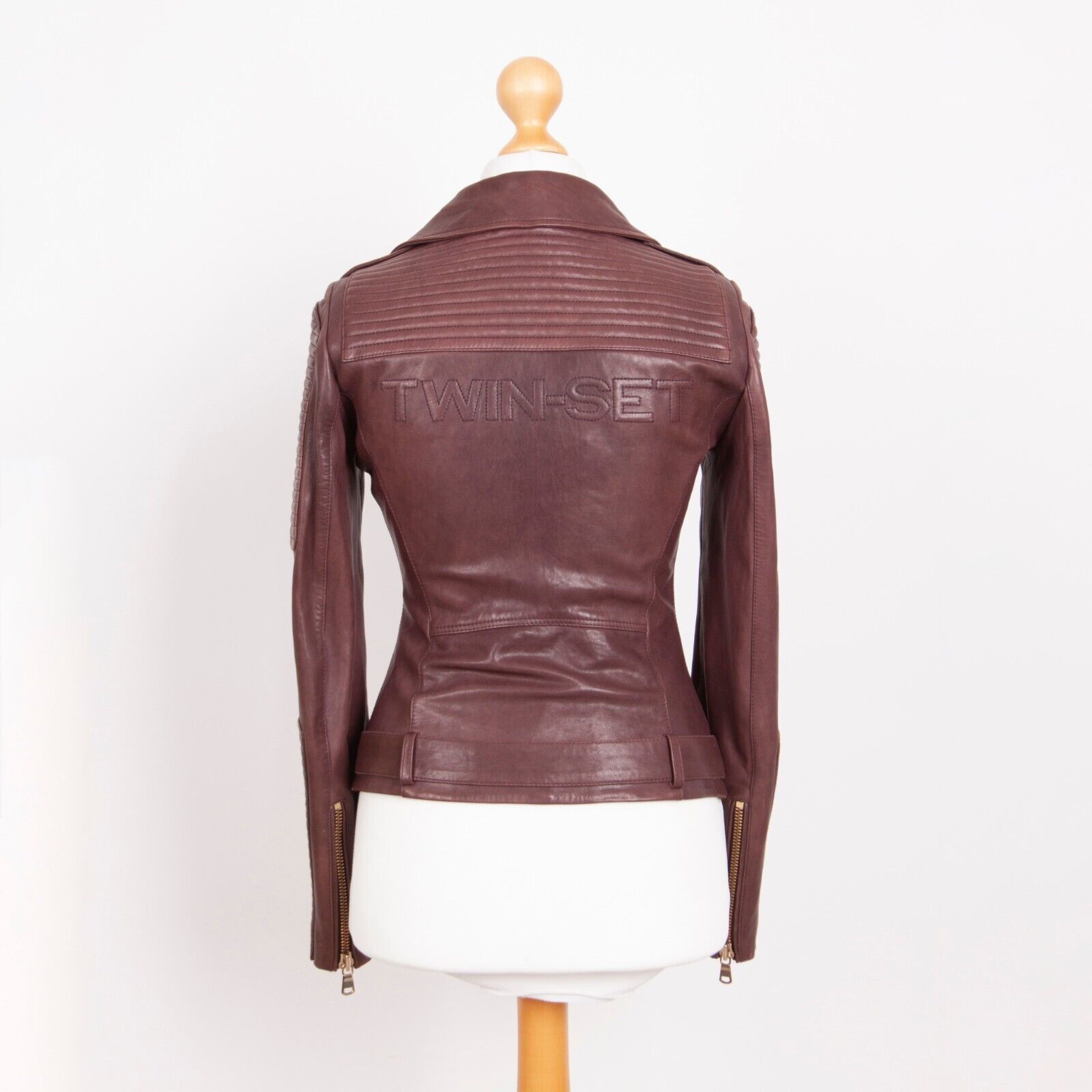 TWINSET Twinset SIMONA BARBIERI Real Leather Biker Jacket Size S / US 4 / IT 40 - 3 Thumbnail