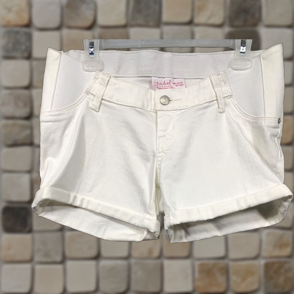 Vintage Isabel Maternity Shorts Midi White Casual 2 Back Pockets Belt Loops NWT Womens Modern Vintage: No Size 26" / US 2 / IT 38 - 1 Thumbnail