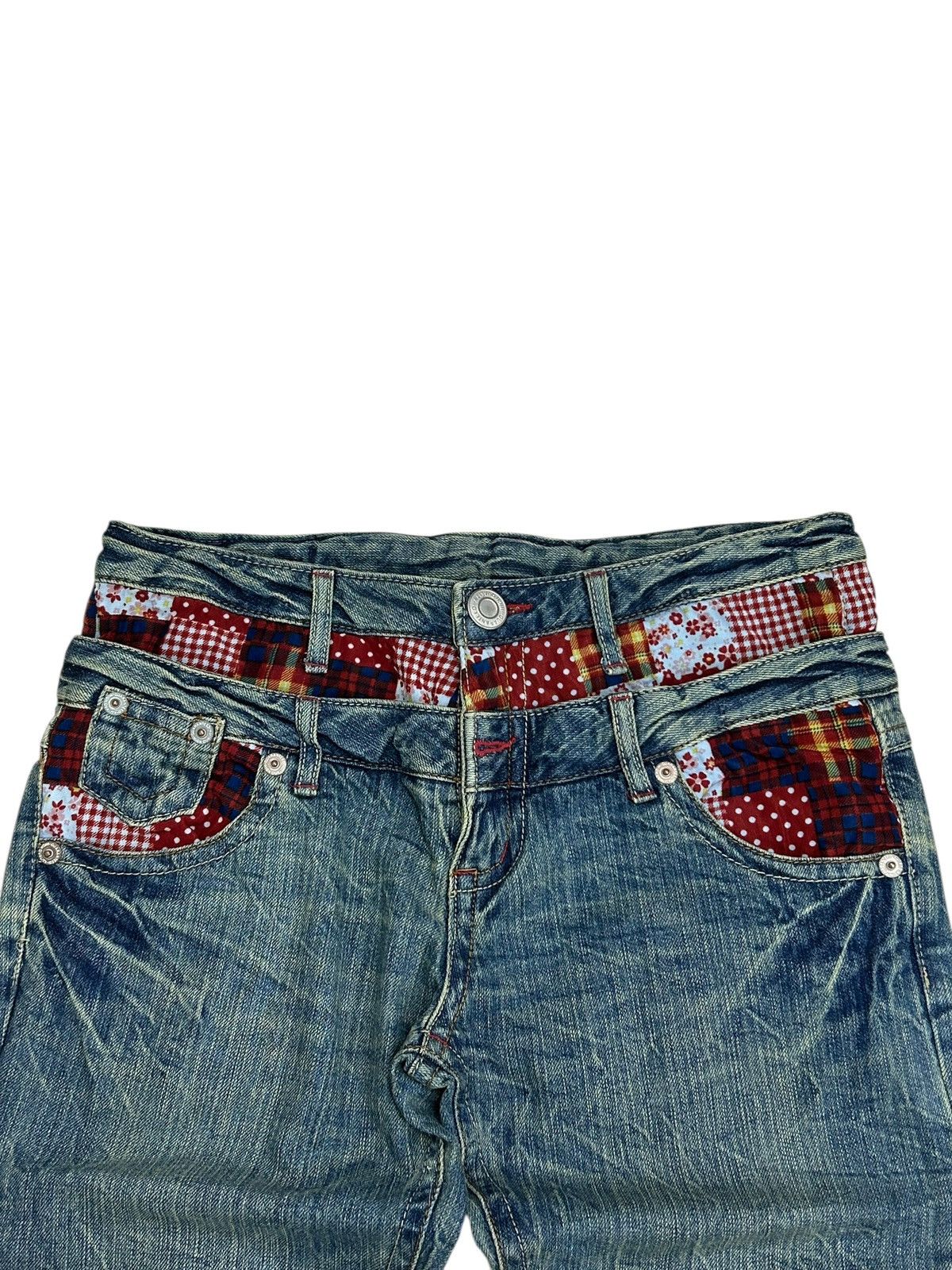 Le Grande Bleu (L.G.B.) Vintage Double Waist Checkered Clawn Marks Distressed Size US 31 - 9 Thumbnail