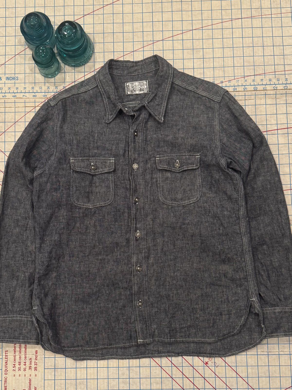 Left Field Nyc Left Field NYC Japanese Chambray Dust Bowl Work Shirt Medium Size US M / EU 48-50 / 2 - 2 Thumbnail