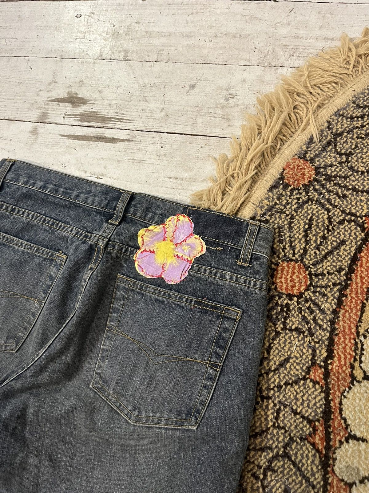 Kapital 90s Vintage Flared Sashiko Boro Patchwork Repaired Denim Size 32" / US 10 / IT 46 - 7 Thumbnail