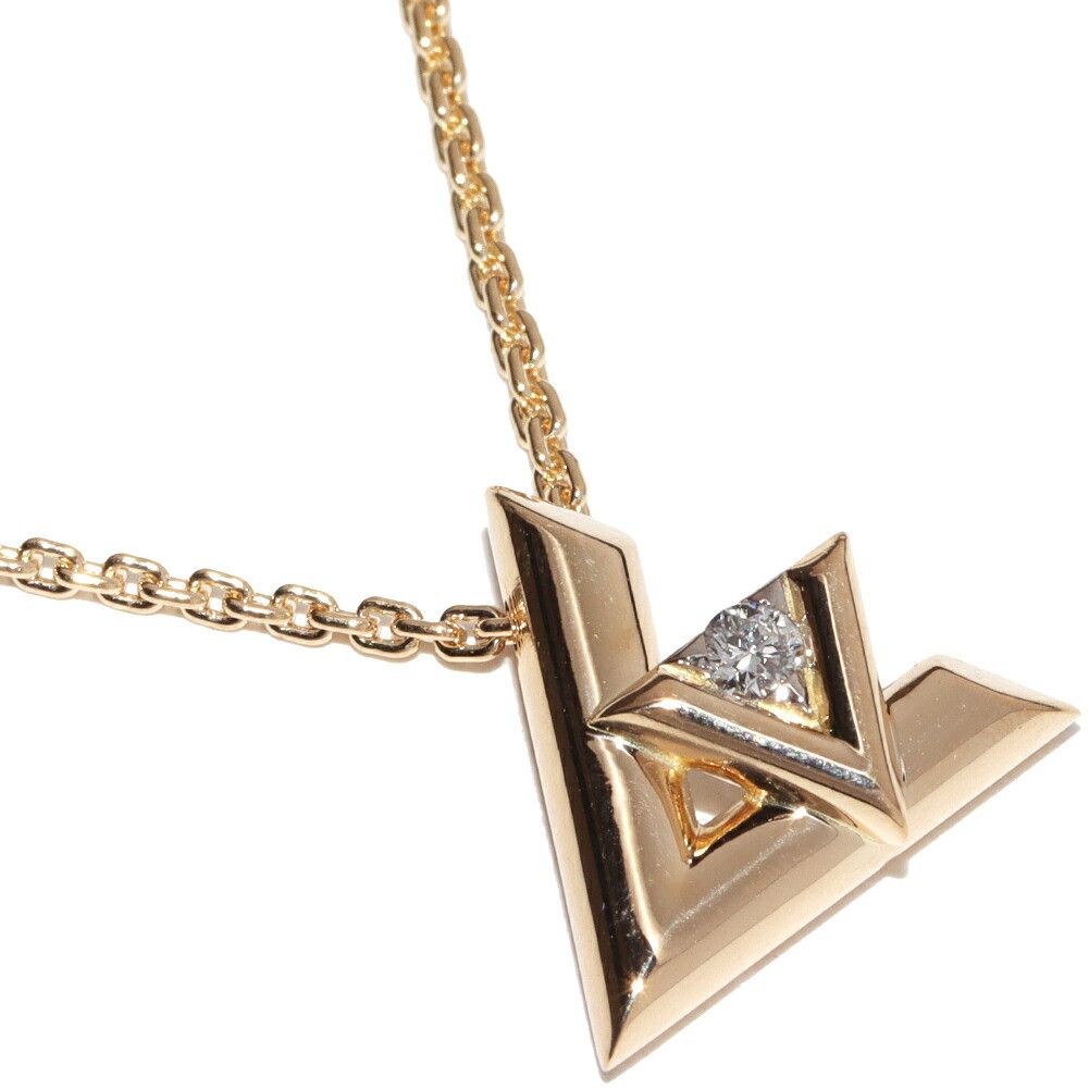 Louis Vuitton Louis Vuitton Louis Vuitton K18YG LV Volt One Pendant Necklace Q93805 Crocodile skin Necklace Q93805 DUTY FREE for USA Size ONE SIZE - 1 Thumbnail