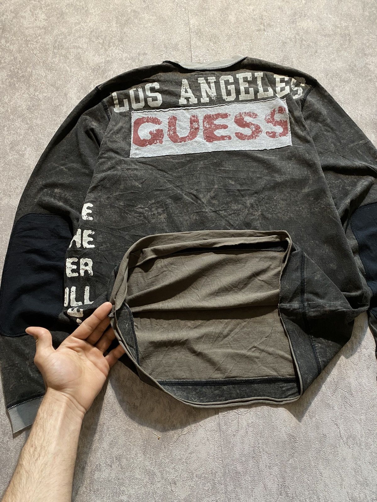Guess Archive Vintage Guess “Power of Love” Distressed Long Sleeve Size US L / EU 52-54 / 3 - 6 Thumbnail