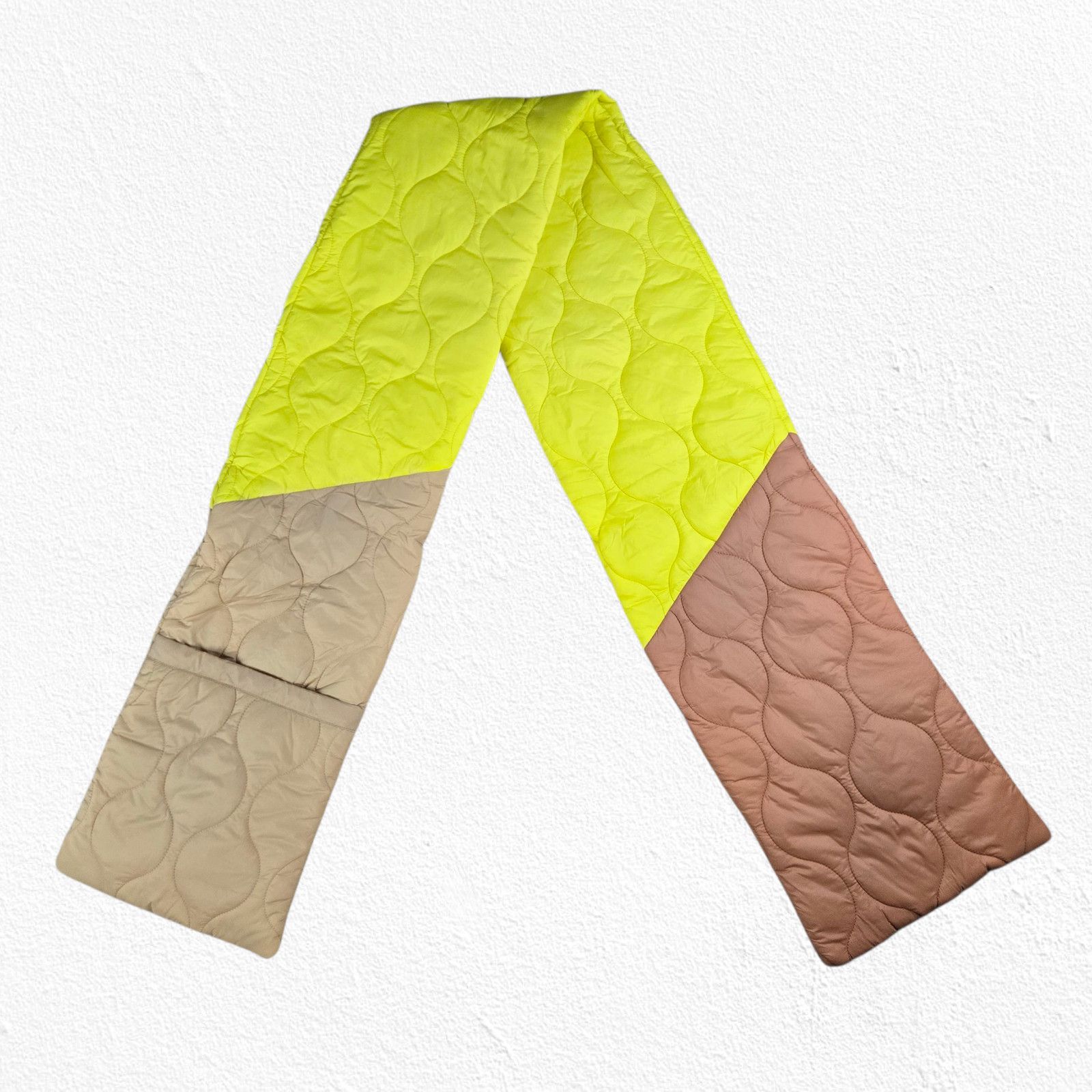 Steve Madden Steve Madden Yellow Peach Colorblock Quilted Scarf Pockets Size ONE SIZE - 6 Thumbnail