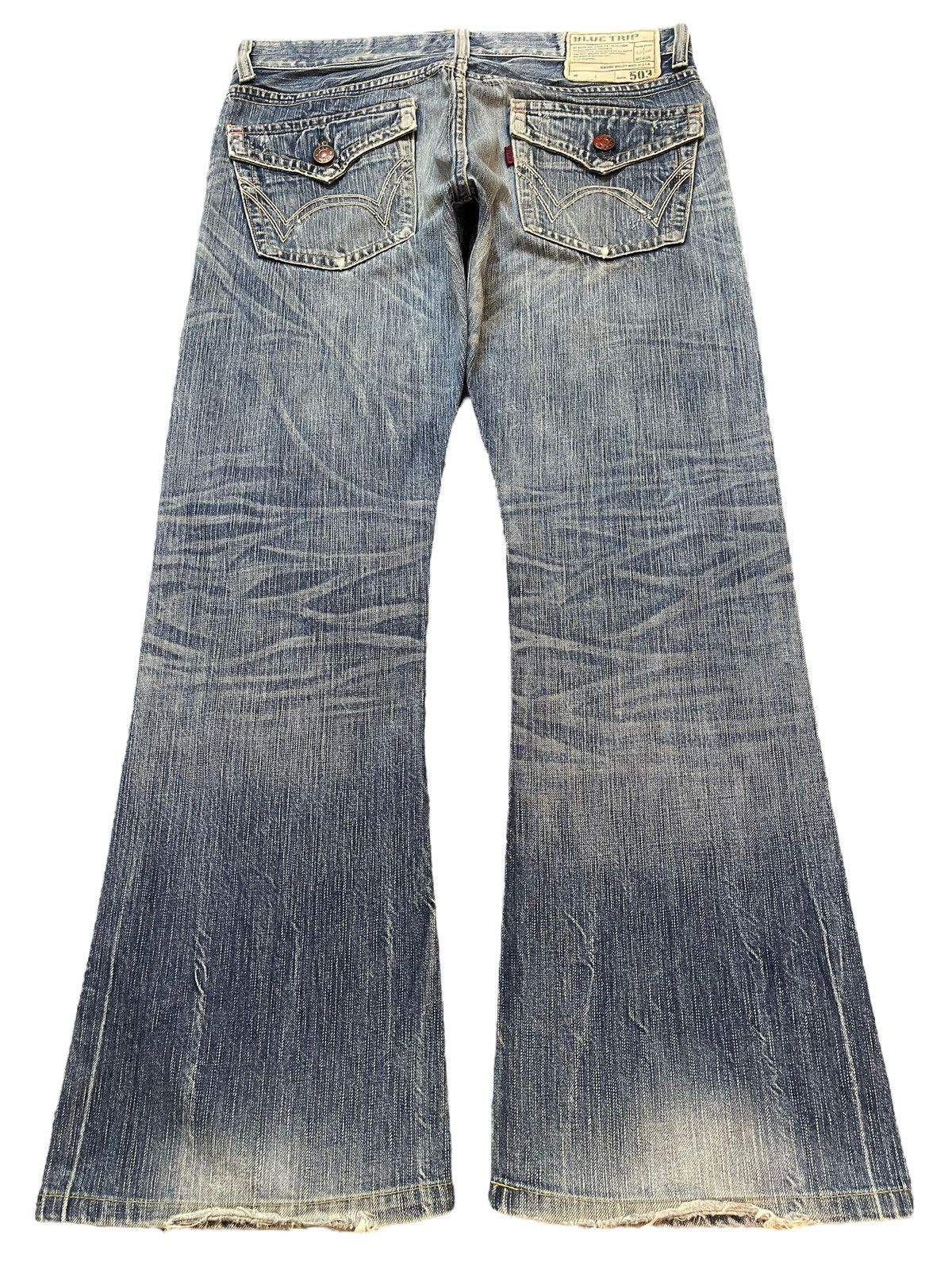 Edwin Vintage Edwin Blue Trip 503 Faded Distress Wide Leg Baggy Size US 34 / EU 50 - 2 Thumbnail