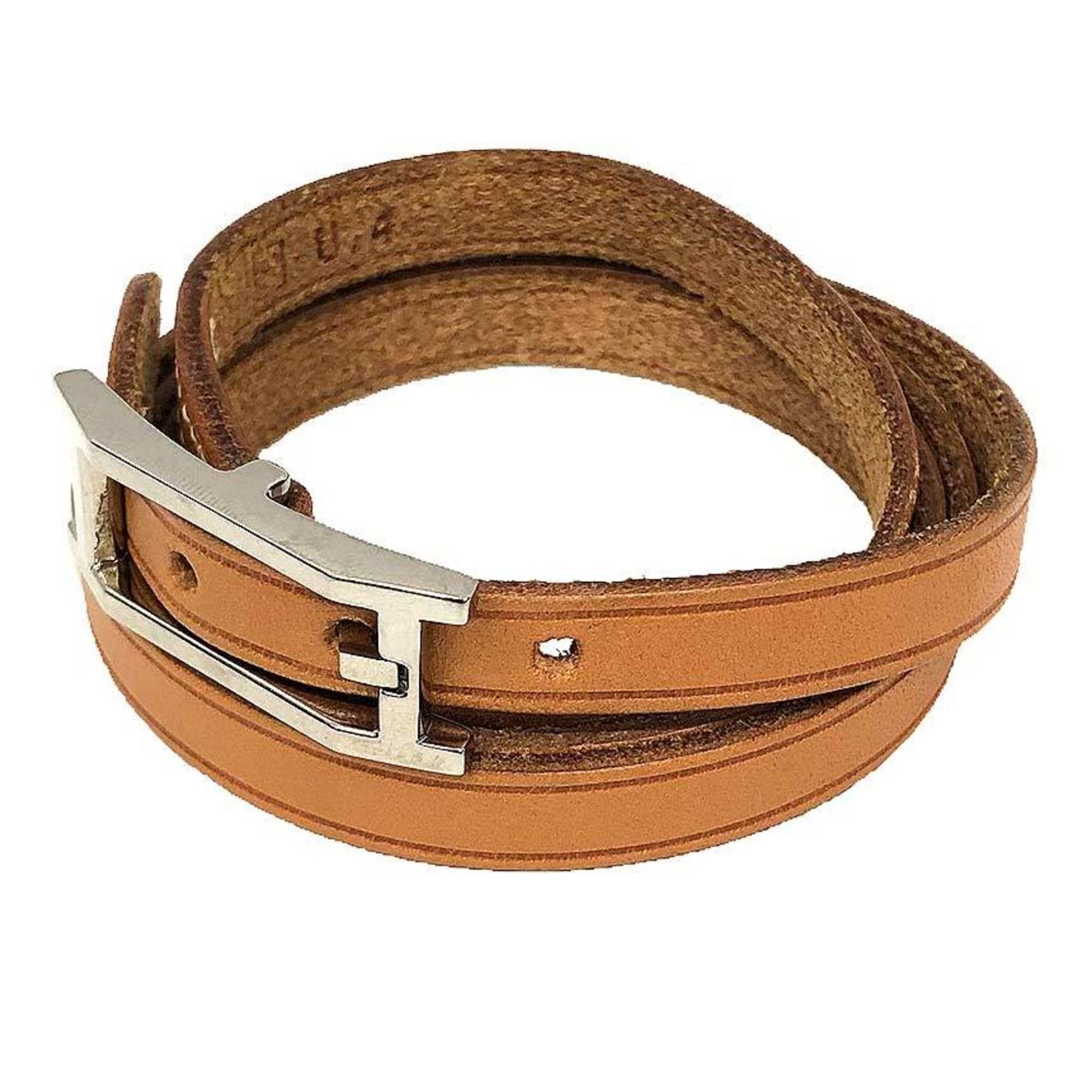 Hermes Hermes Api3 Leather Bracelet, Triple Strand Choker Necklace, Camel Brown, Unisex, Men's & Women's Bracelet Size ONE SIZE - 1 Thumbnail