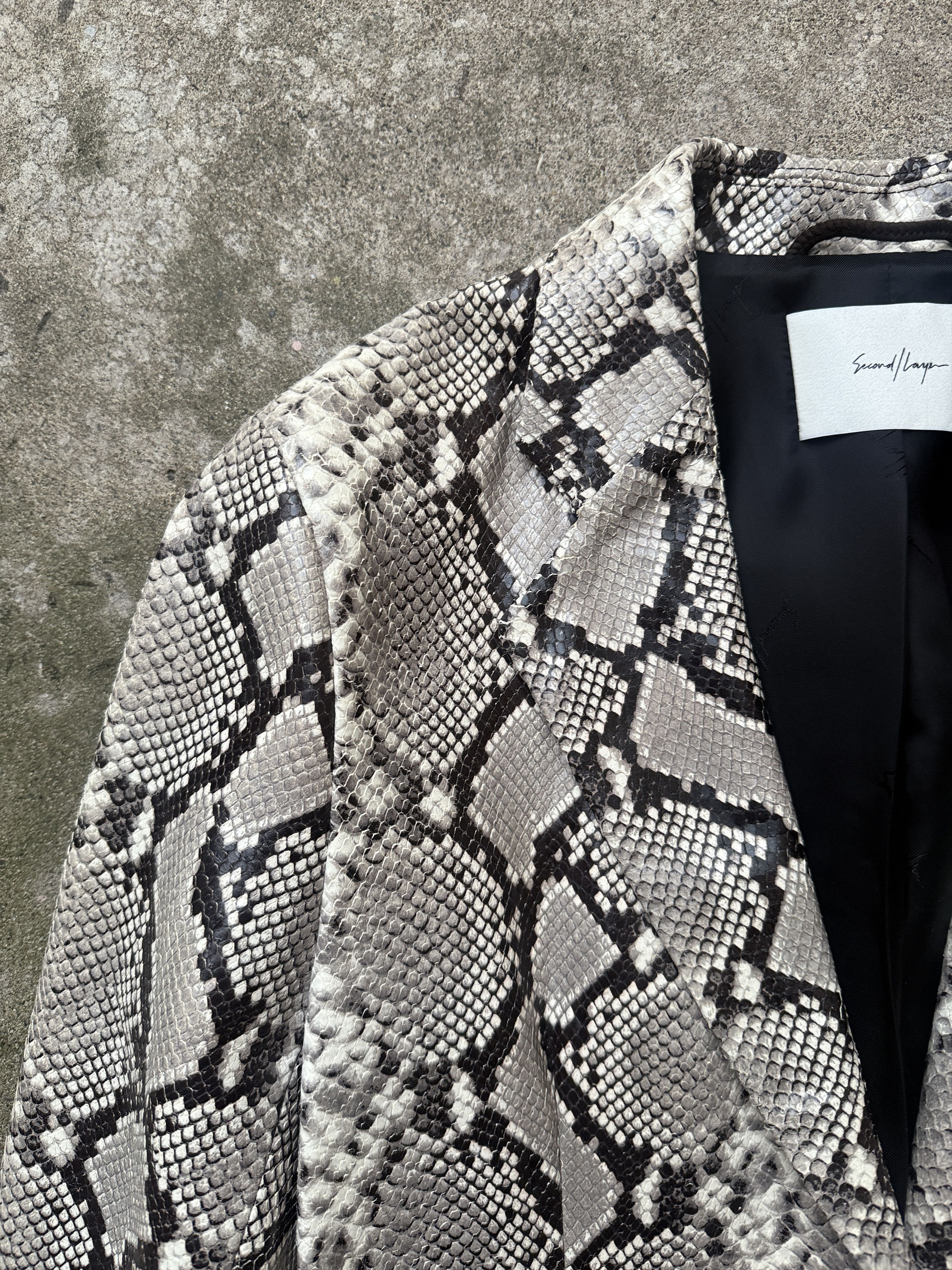 SECOND/LAYER Leather Snakeskin Blazer Jacket Python Sz 50