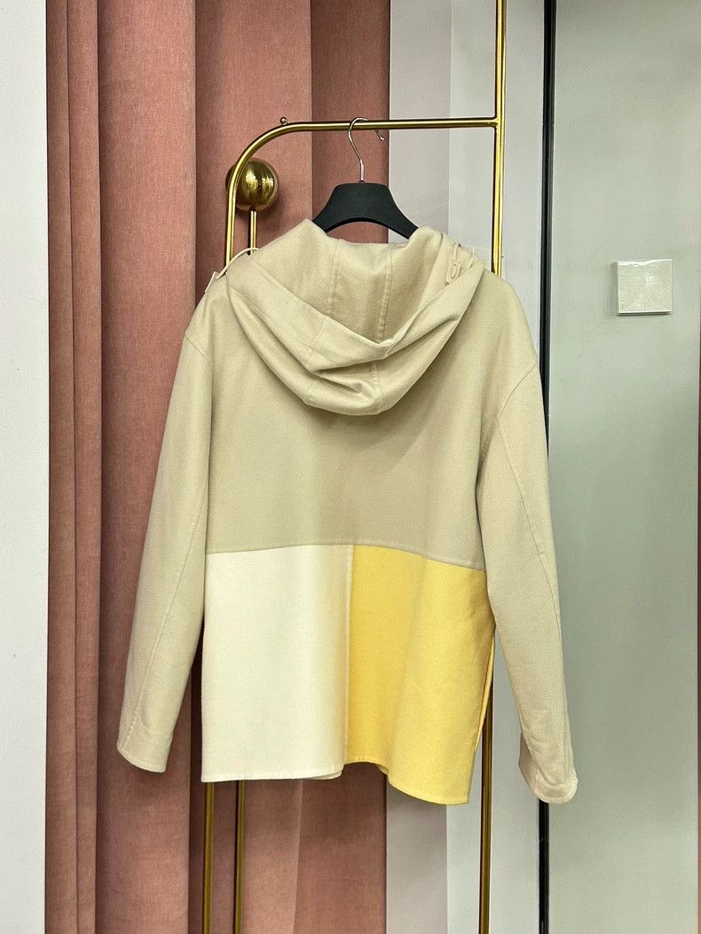 Loro Piana LORO PIANA Yellow patchwork woolen jacket with hood Size XS / US 0-2 / IT 36-38 - 2 Thumbnail