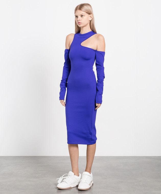Off-White o1y1125 Midi Dress in Bright Blue Size S / US 4 / IT 40 - 3 Thumbnail