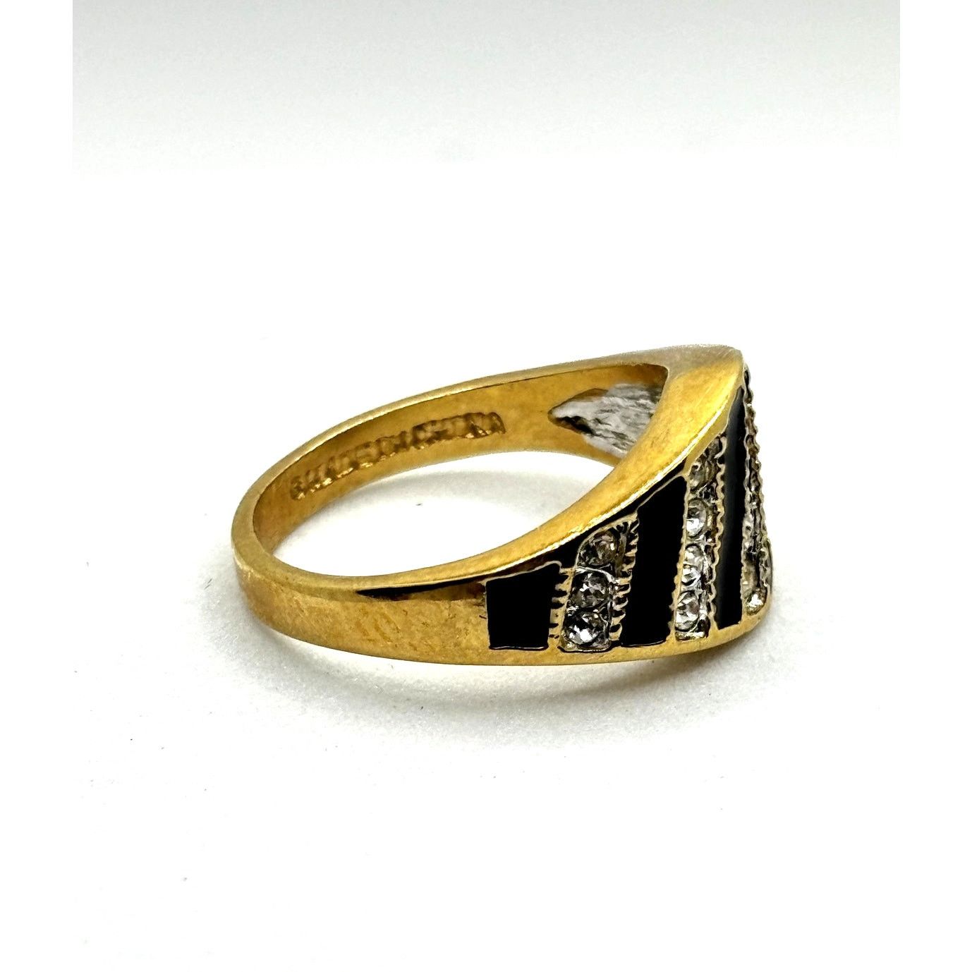 Other FASHION RING Unisex Gold Tone Black Pave Band Sz 8 Size ONE SIZE - 4 Thumbnail