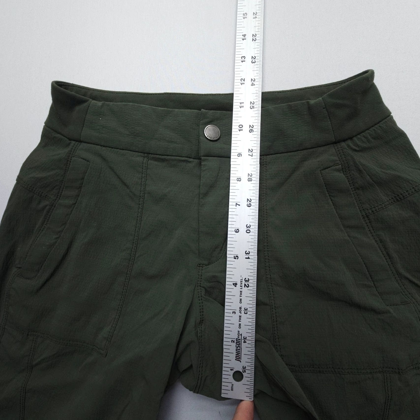 Athleta Athleta Trekkie Crop Pants Womens 2 Green Ripstop Hiking Travel Stretch Size 26" / US 2 / IT 38 - 6 Thumbnail