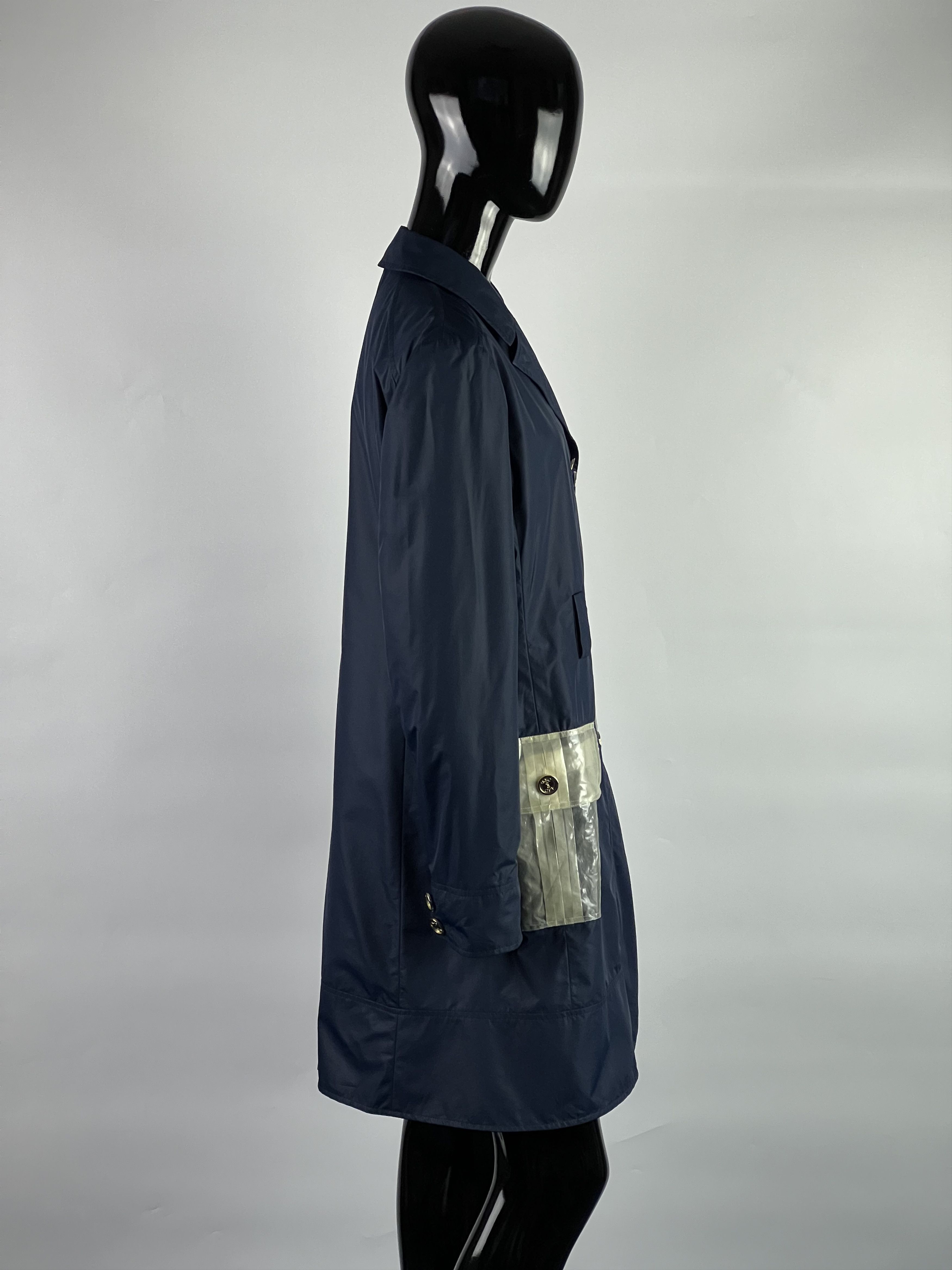 Versace Versace Women's Navy Blue Nylon Trench Coat Size M / US 6-8 / IT 42-44 - 2 Thumbnail
