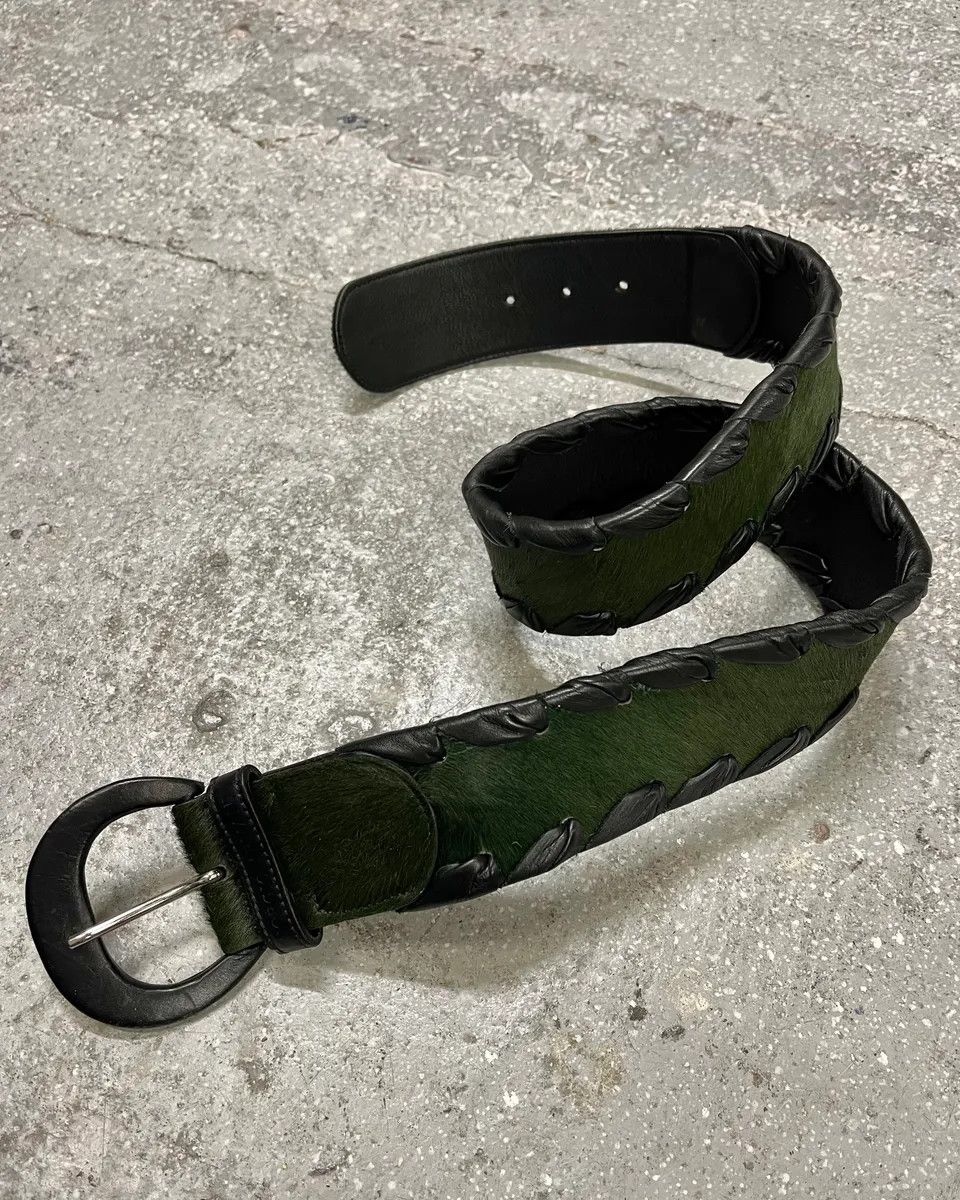 Giorgio Armani Green Forest Pony Hair Leather Belt