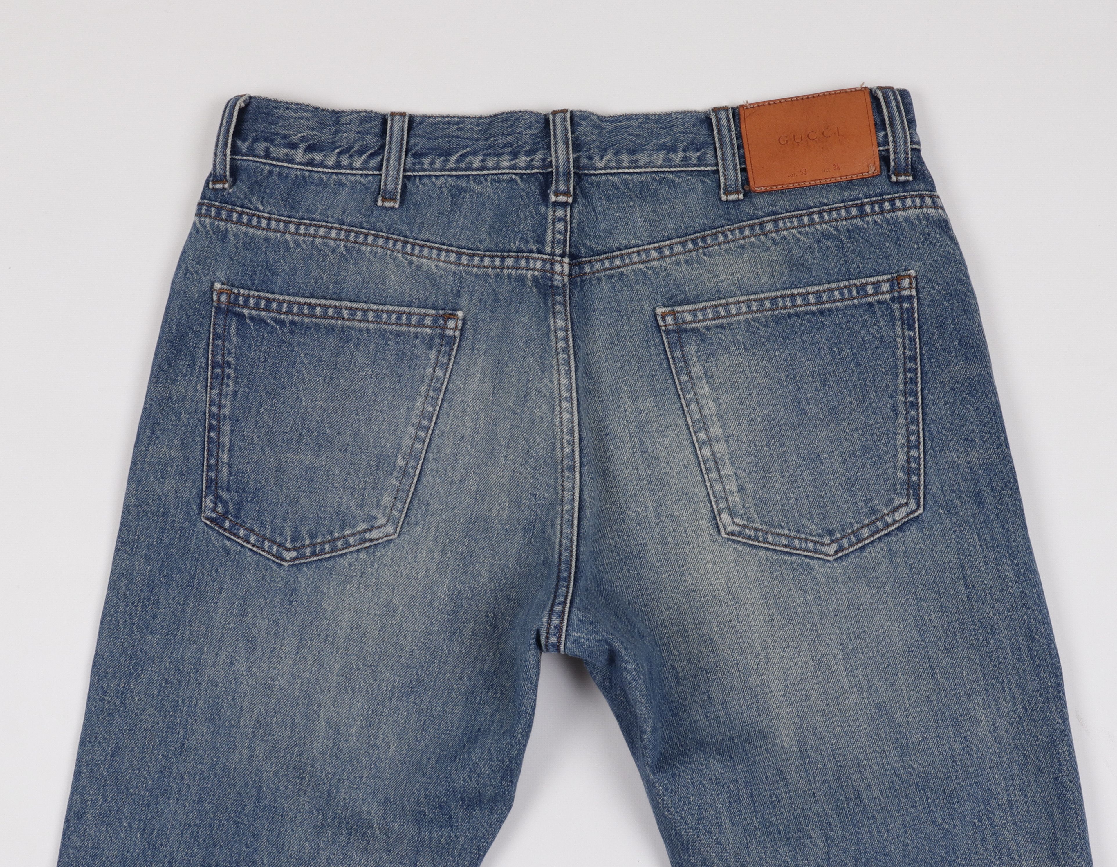 Gucci Men's Gucci Cotton Blue Jeans Web Strap W32" L40" Size US 32 / EU 48 - 15 Thumbnail