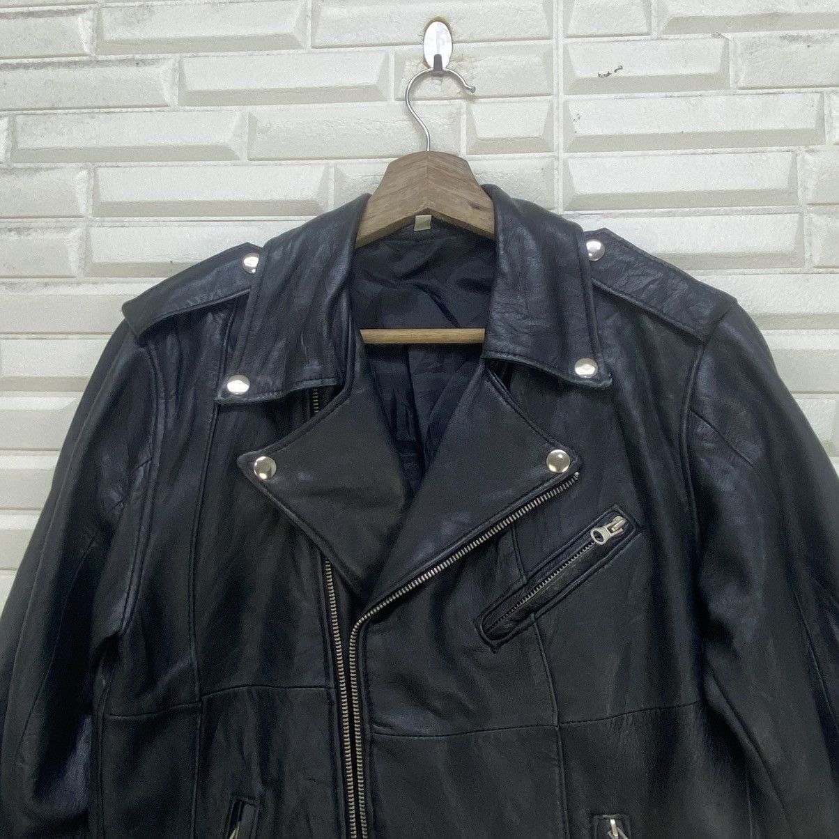 Genuine Leather × Japanese Brand × Leather Japanese Brand Double Collar Leather Jacket Size US XS / EU 42 / 0 - 16 Thumbnail