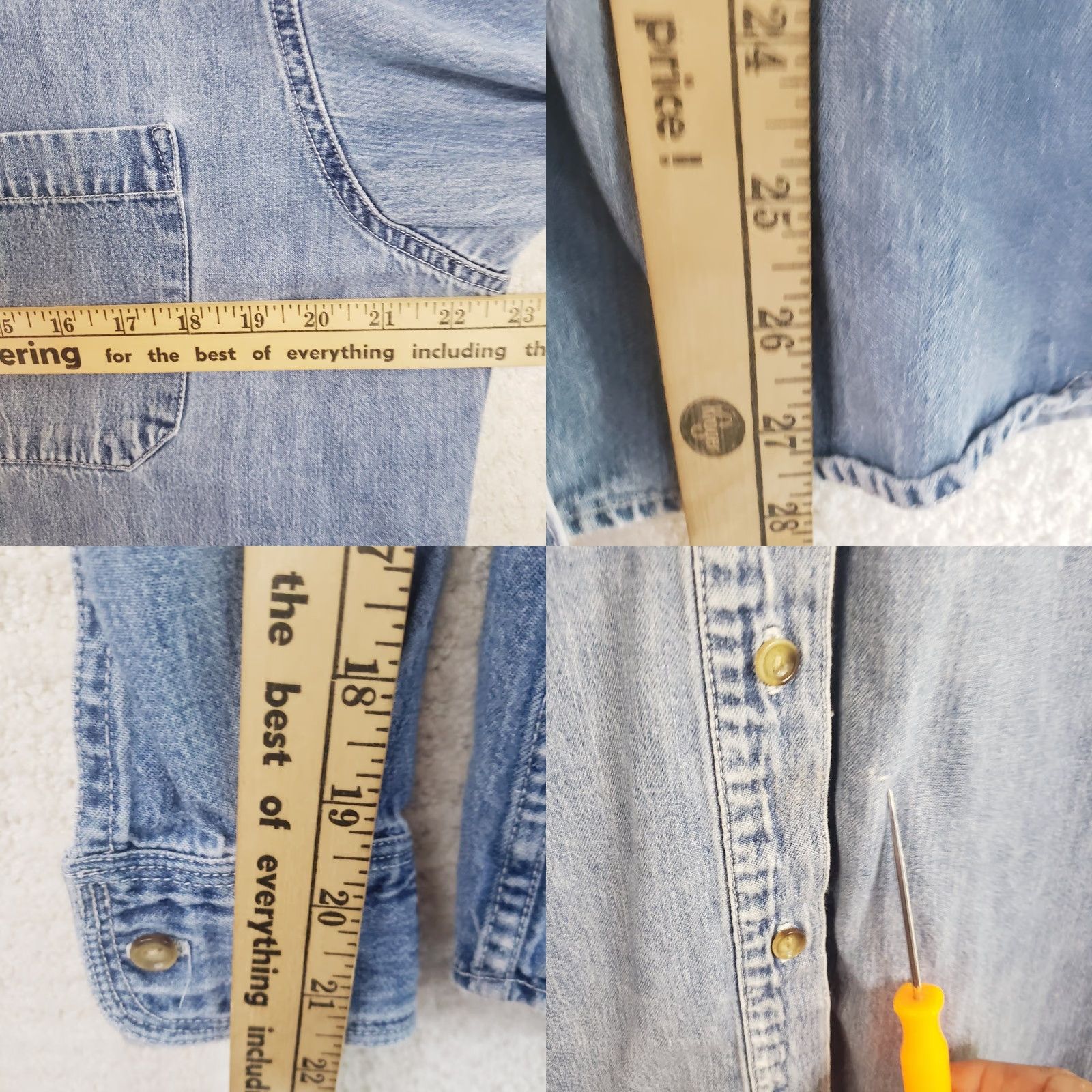 Vintage VINTAGE The Limited Denim Shirt Women’s S Oversized Blue Leather Collar Casual Workwear 90s Womens Size S / US 4 / IT 40 - 9 Thumbnail
