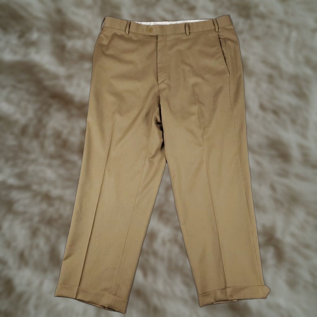Zanella Zanella Dress Pants Mens 38x28 Brown Wool Flat Front Trousers Regular Fit Size US 38 / EU 54 - 1 Thumbnail