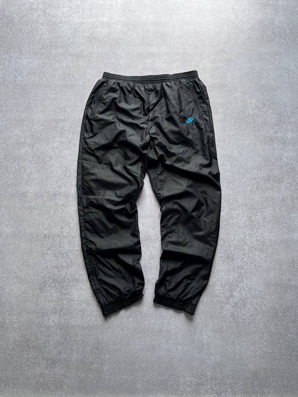 Nike × Vintage Vintage Nike Nylon Black Swoosh Trackpants Y2K L Size US 34 / EU 50 - 1 Thumbnail