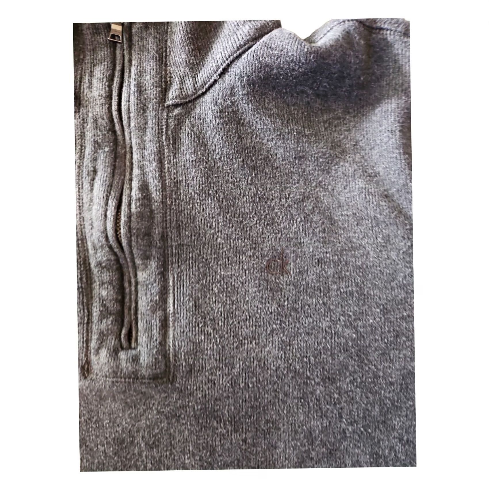 Calvin Klein Calvin Klein Gray Pullover Sweater - Mens Large Collared Size US L / EU 52-54 / 3 - 4 Thumbnail