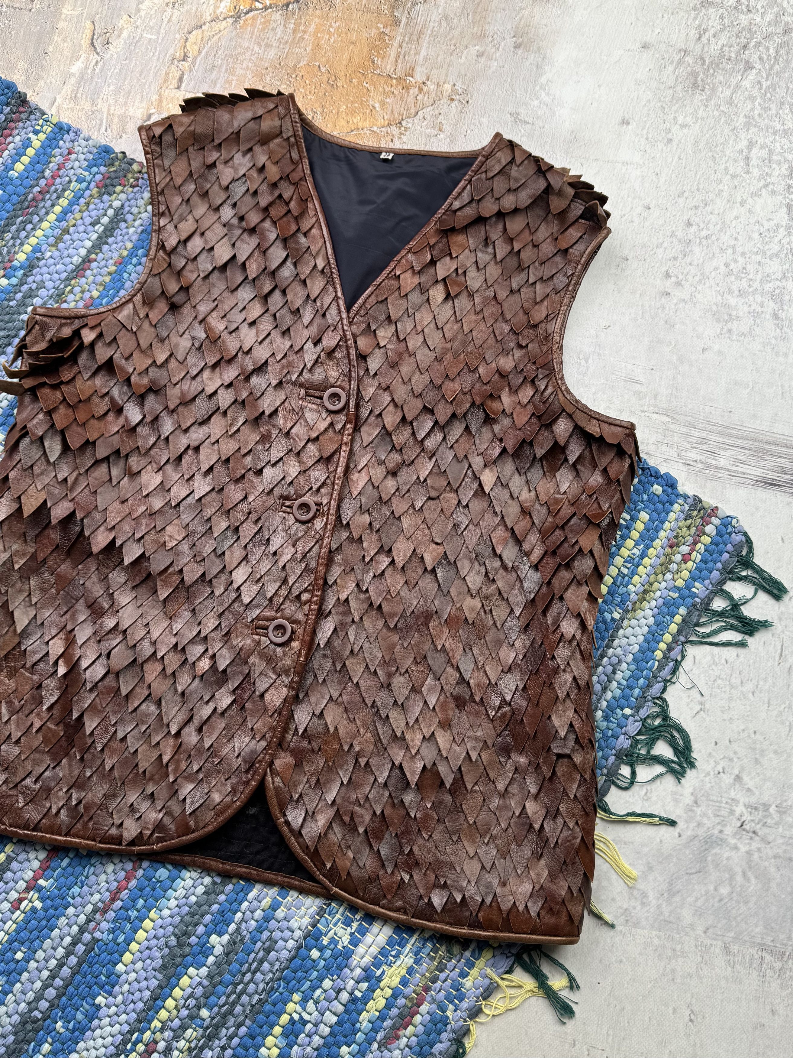 Japanese Brand Vintage Leather Vest D15 A786(577) Size M / US 6-8 / IT 42-44 - 3 Thumbnail