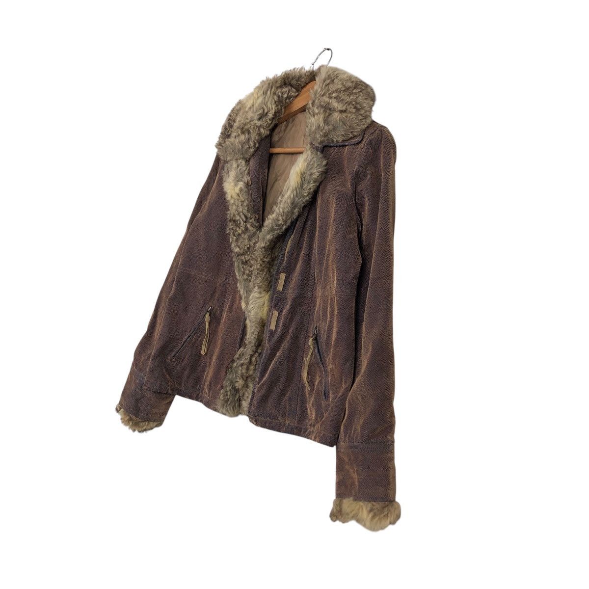 Japanese Brand Vintage Denim Biker Jacket CPMarket Mink Fur Lining Blanket Size US M / EU 48-50 / 2 - 3 Thumbnail