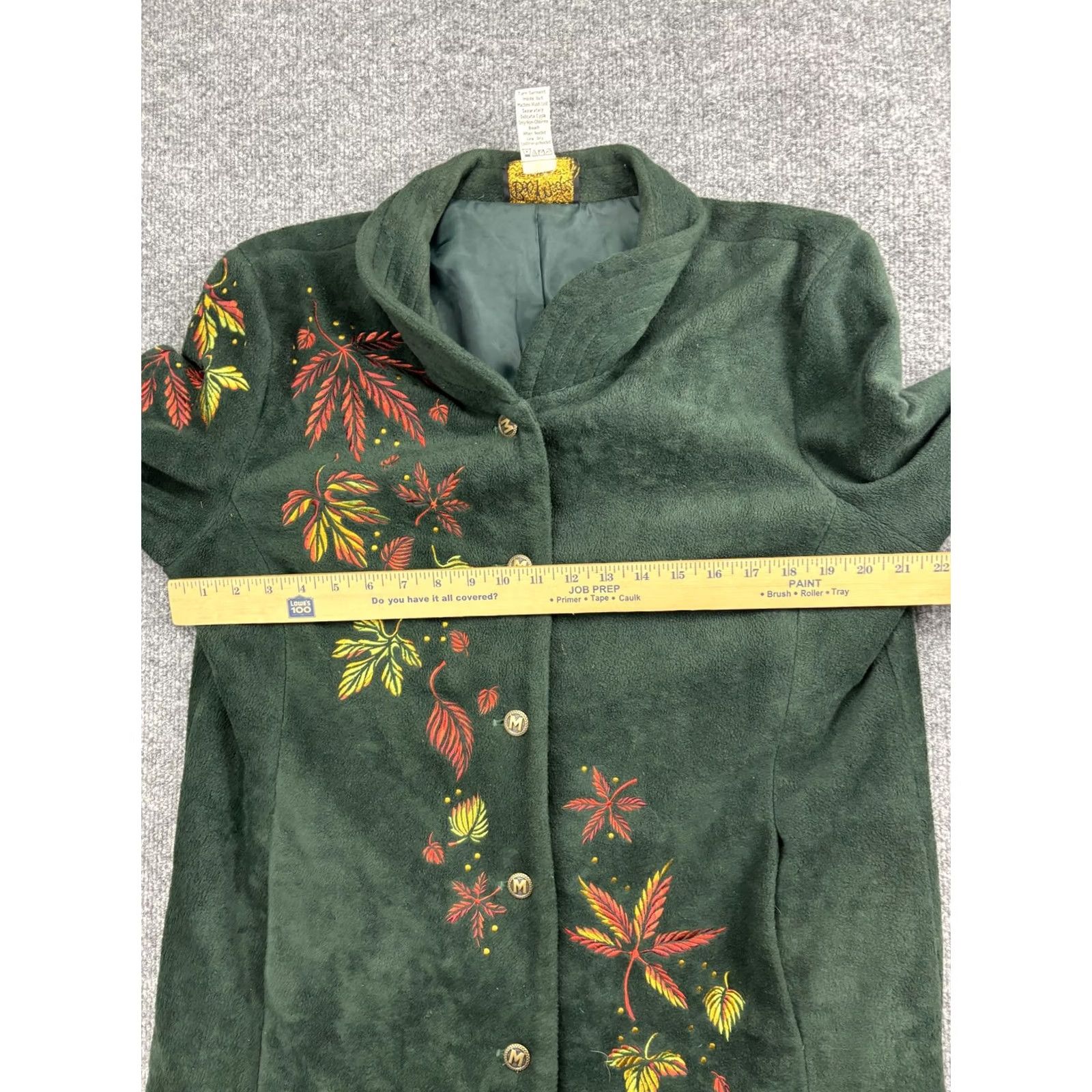 Bob Mackie VINTAGE Bob Mackie Wearable Art Jacket Womens L Green Embroidered Leaf Button Front Size L / US 10 / IT 46 - 6 Thumbnail