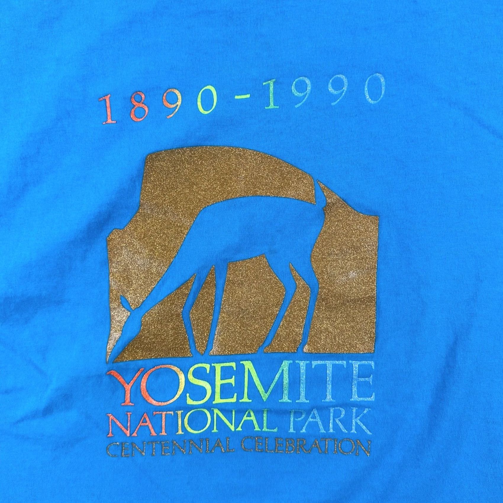 Fruit Of The Loom VINTAGE Fruit of the Loom Mens XL Blue SS T Shirt Made In USA 1990 Yosemite Park Tee Size US XL / EU 56 / 4 - 6 Thumbnail