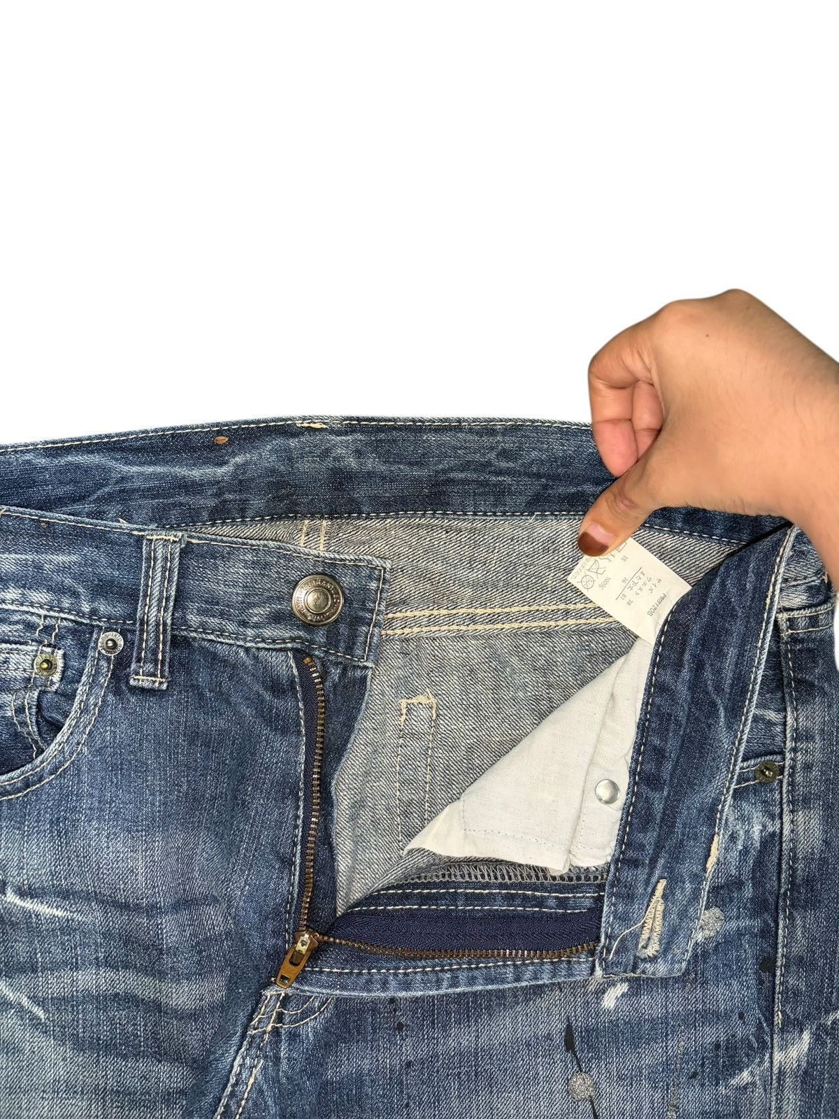 If Six Was Nine Vintage Japanese Brand Painted Distress Flare Jeans Size 31" - 5 Thumbnail