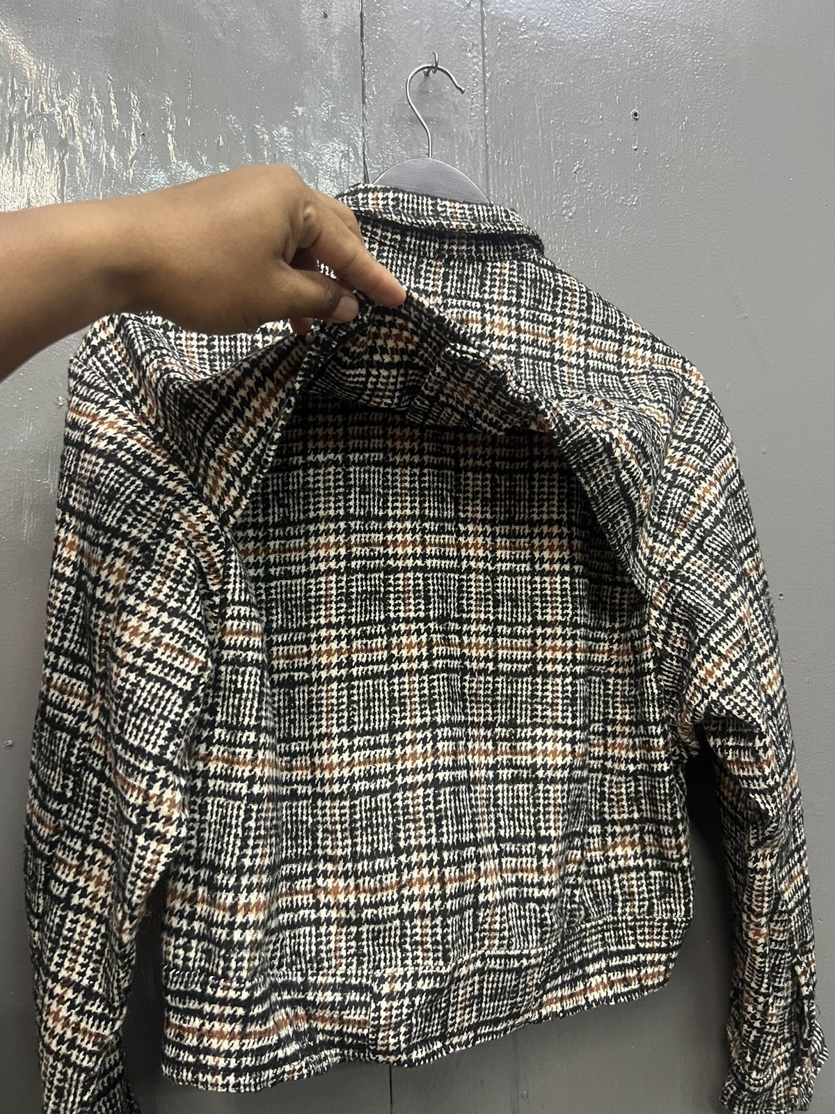 Japanese Brand Wool Plaid Crop Snap On Button Jacket Size M / US 6-8 / IT 42-44 - 6 Thumbnail