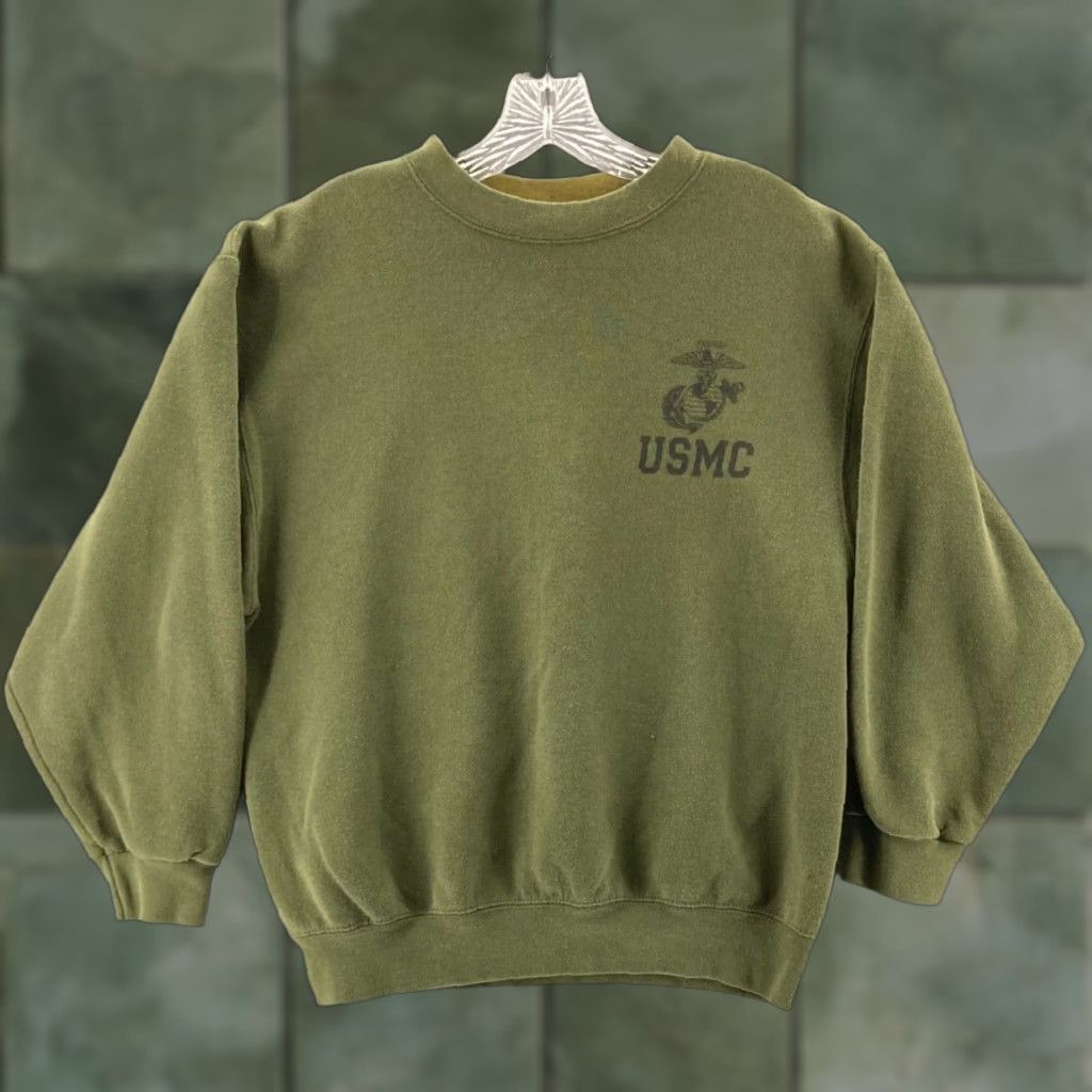 CO VINTAGE USMC Military Crewneck Sweater Green Campbellsville Apparel CO USA Made Size US M / EU 48-50 / 2 - 1 Thumbnail