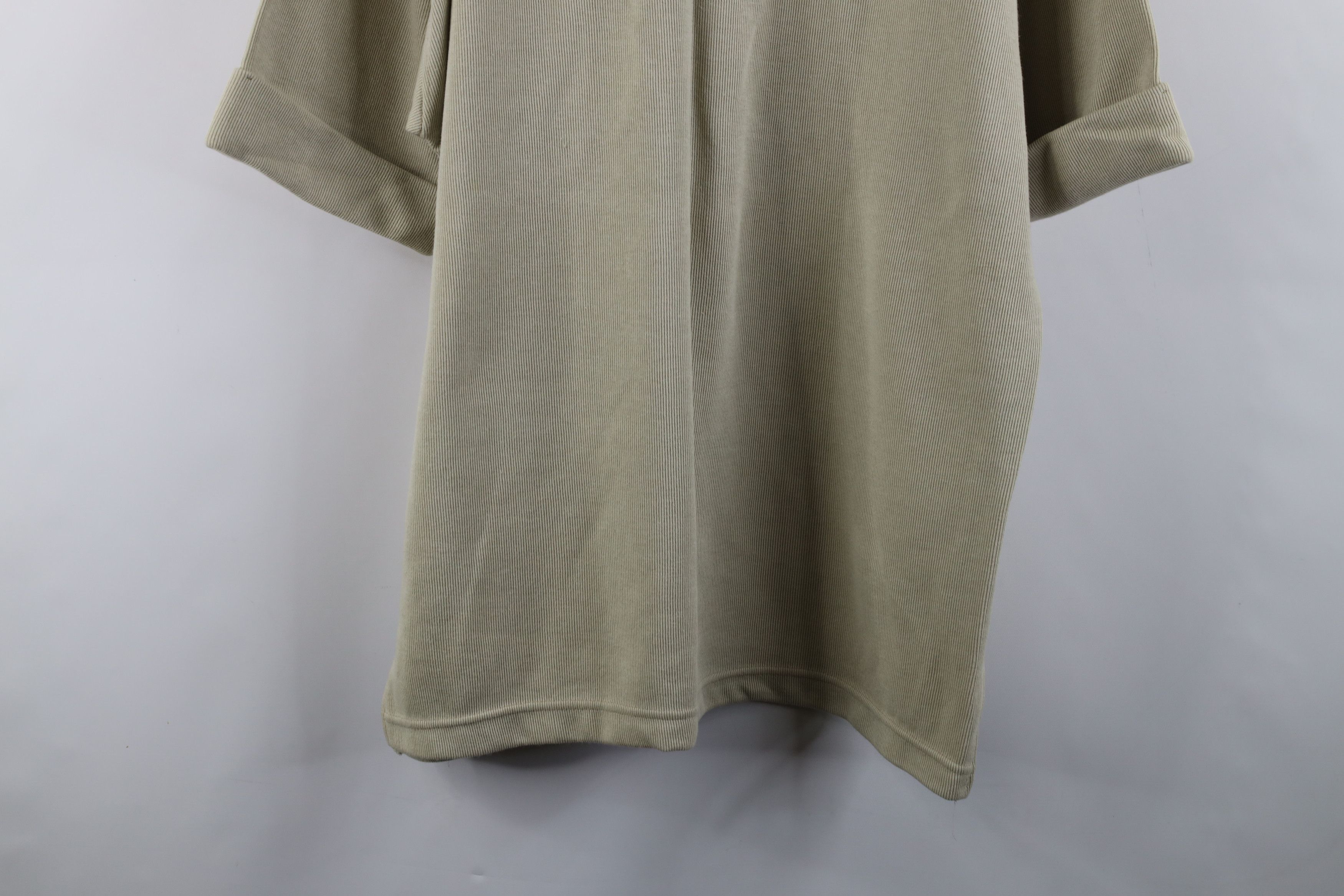 Express × Vintage Vintage 90s Express Thermal Ribbed Knit V-Neck T-Shirt Beige Size L / US 10 / IT 46 - 13 Thumbnail