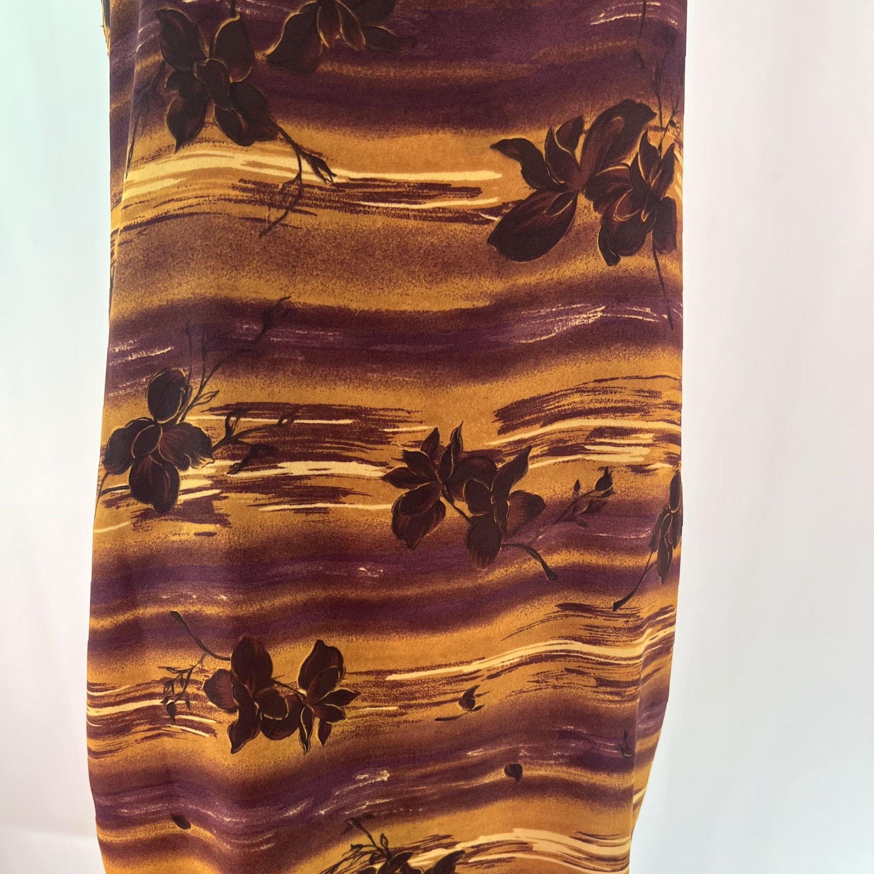 Vintage Womens Dress - Floral Sleeveless Round Neck Midi - Orange Purple - Size Medium - Casual Tank Dress - 42 in Length - Regular Fit - Womens Size M / US 6-8 / IT 42-44 - 5 Thumbnail