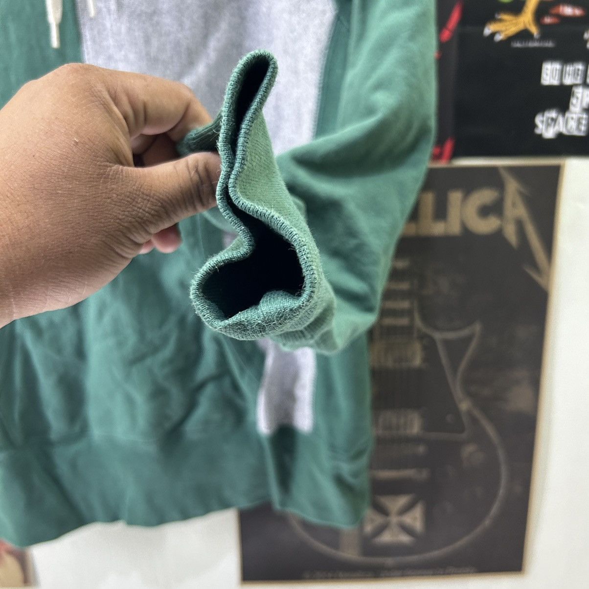 Champion Vintage Champion Two Colour Green/Grey Distressed Hoodie Size US M / EU 48-50 / 2 - 8 Thumbnail