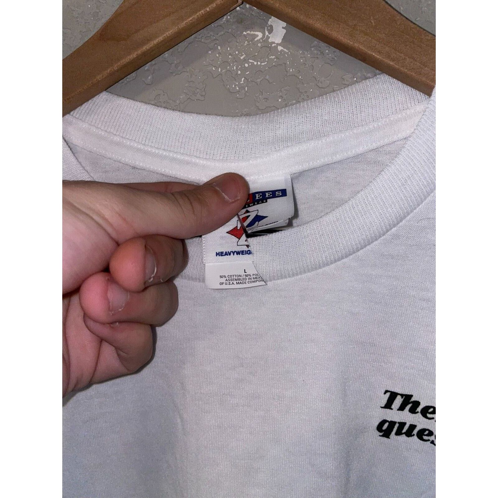 Jerzees × Vintage Vintage There is Only 1 Question The Film White Tee 90s L Size US L / EU 52-54 / 3 - 3 Thumbnail