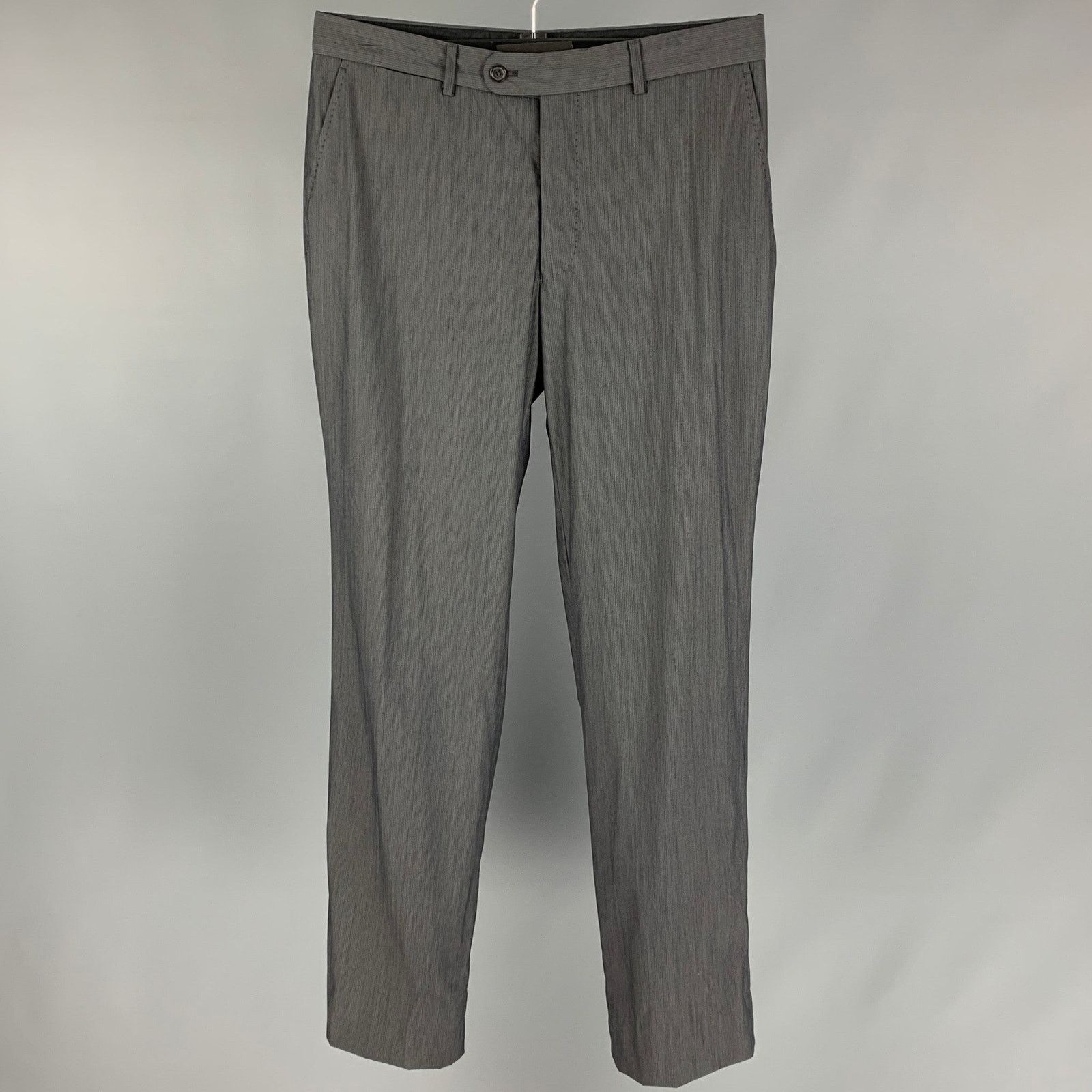 Other Size 32 Grey Stripe Wool Blend Flat Front Dress Pants Size US 32 / EU 48 - 1 Thumbnail