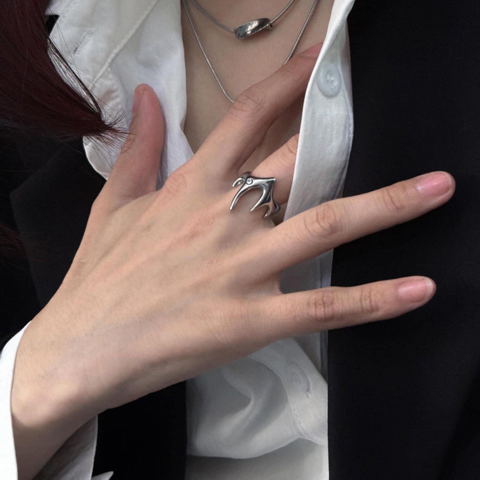 Jewelry Silver Claw Rings Set Size ONE SIZE - 3 Thumbnail