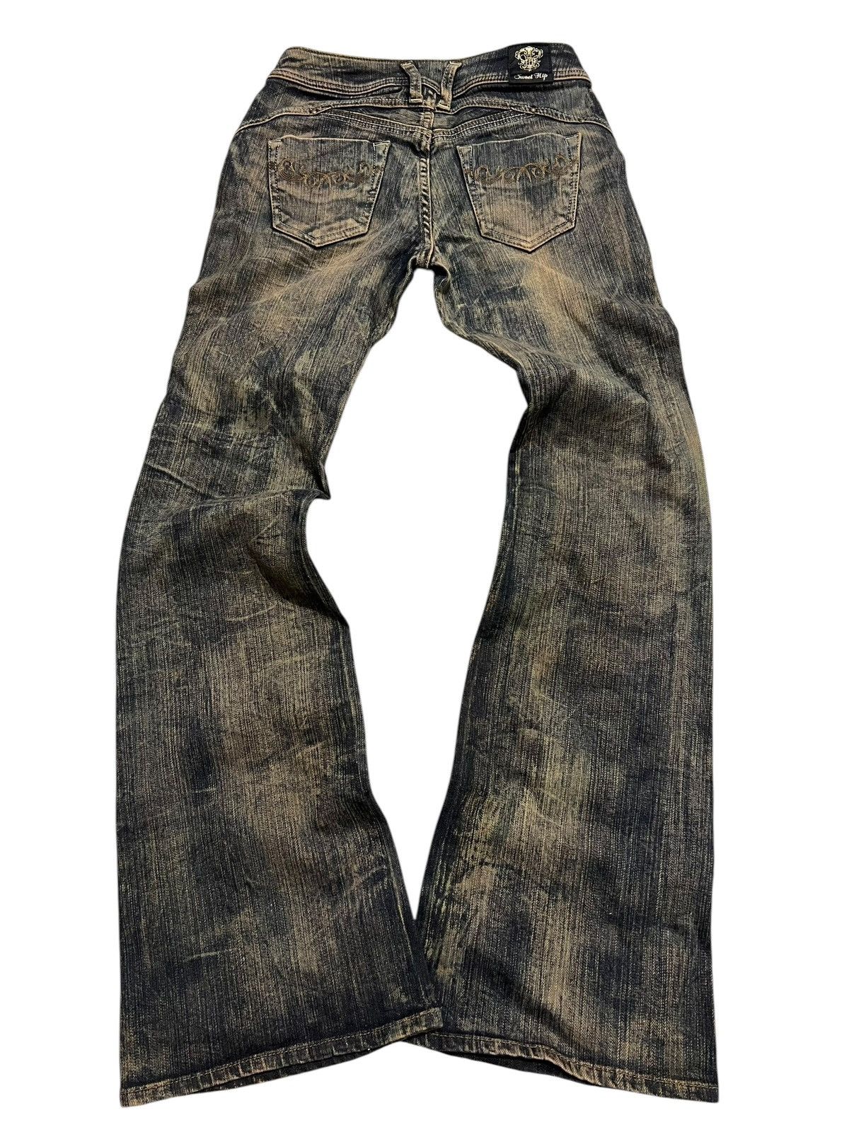 If Six Was Nine × Japanese Brand × Le Grande Bleu (L.G.B.) Sweet hip flared mudwash Denim pants Size US 27 - 2 Thumbnail