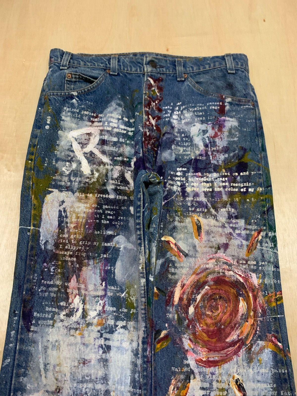 Levi's × Levi's Vintage Clothing × Vintage Vintage Levis Orange Tab Painted Denim Jeans Size US 34 / EU 50 - 3 Thumbnail