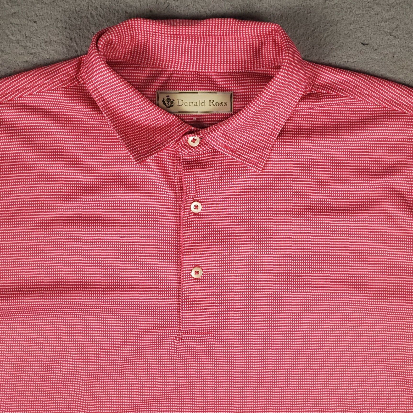 Vintage Donald Ross Polo Shirt Mens XL Pink Micro Dot Short Sleeve Polo Size US XL / EU 56 / 4 - 2 Thumbnail