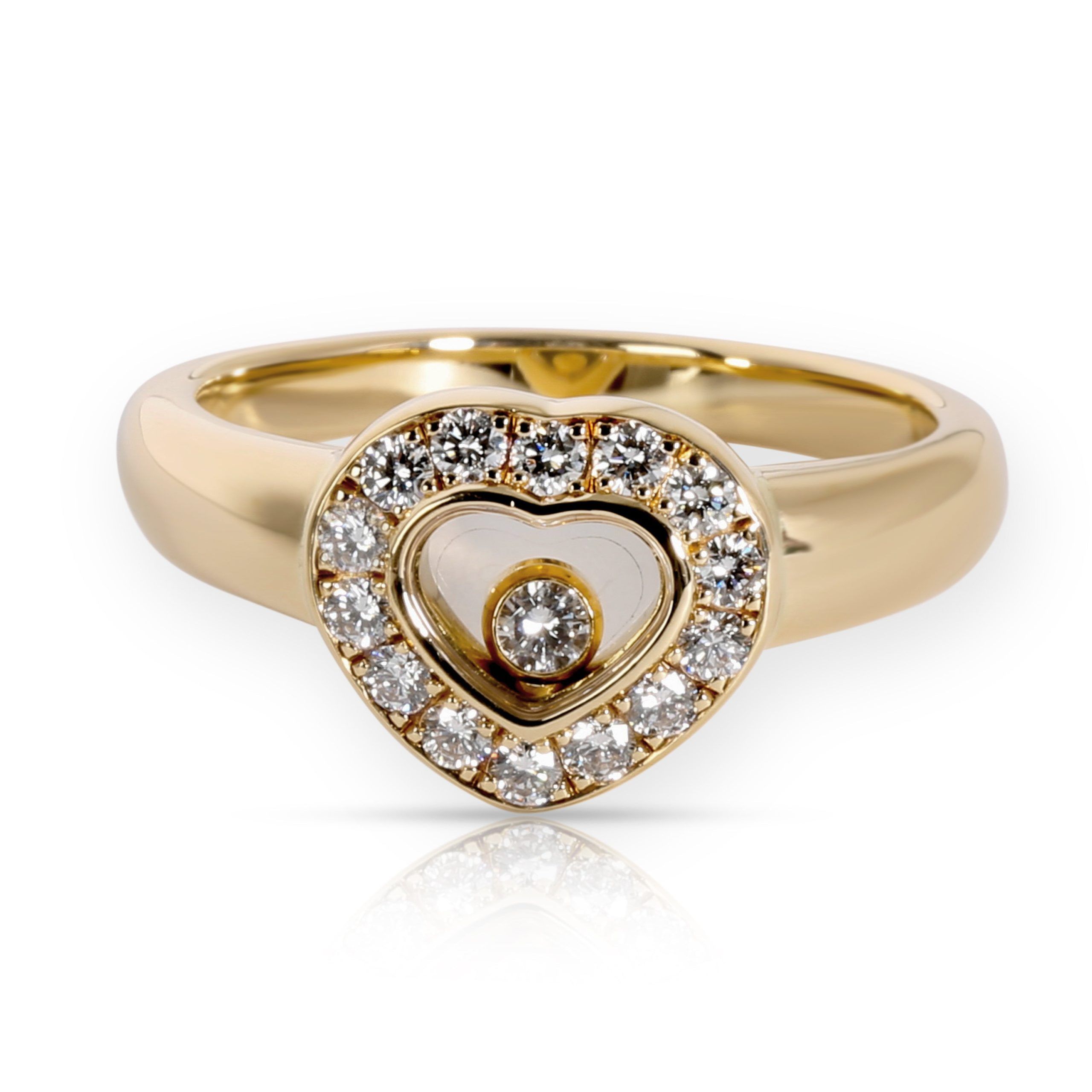 image of Chopard Happy Icons Heart Diamond Ring In 18Kt Yellow Gold 0.24 Ctw, Women's