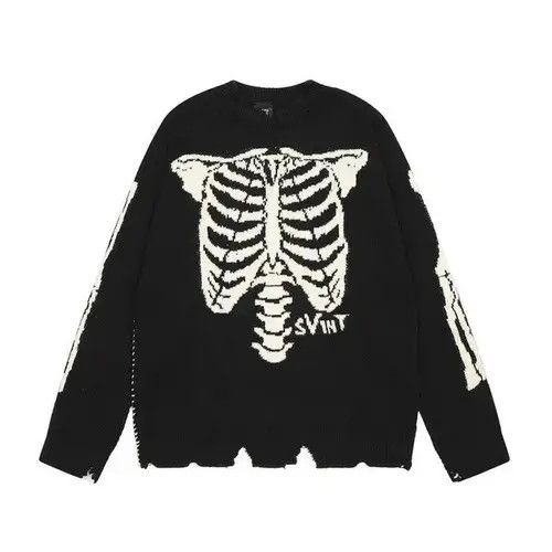 Aran Isles Knitwear × Japanese Brand High-Street Skeleton Bone Vintage Knitted Sweater Size US M / EU 48-50 / 2 - 1 Thumbnail