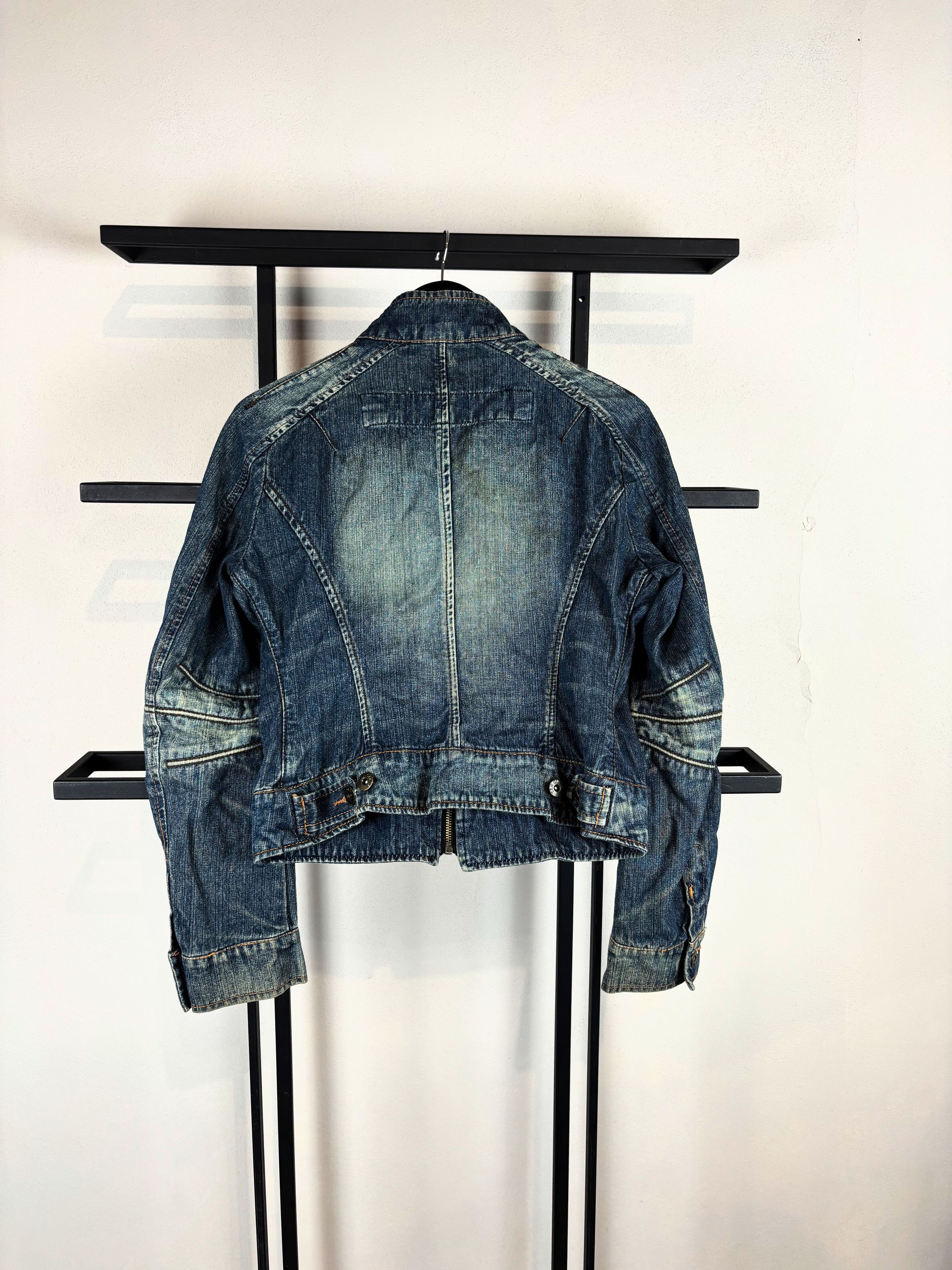 Other Vintage Denim Jacket Zip Up Faded Blue Y2K Biker Style Fit Size US XS / EU 42 / 0 - 7 Thumbnail