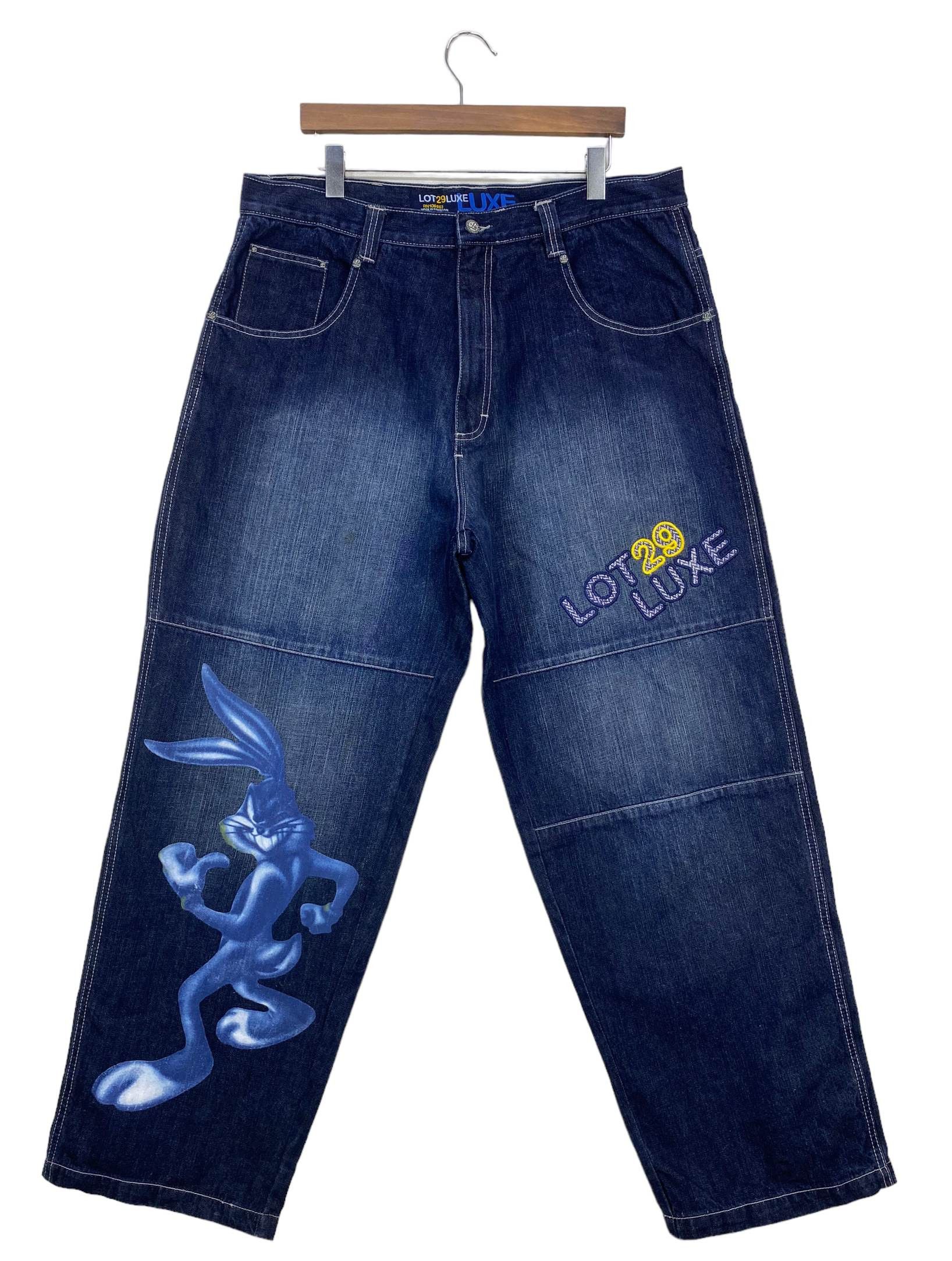 image of Distressed Denim Luxe Jeans Baggy Jeans Hip Hop Skateboard Jeans in Blue, Men's (Size 38)