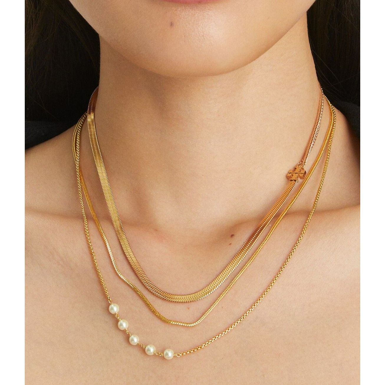 Tory Burch SOLD OUT!! AUTHENTIC GOLD KIRA PEARL LAYERED NECKLACE!!! Size ONE SIZE - 6 Thumbnail