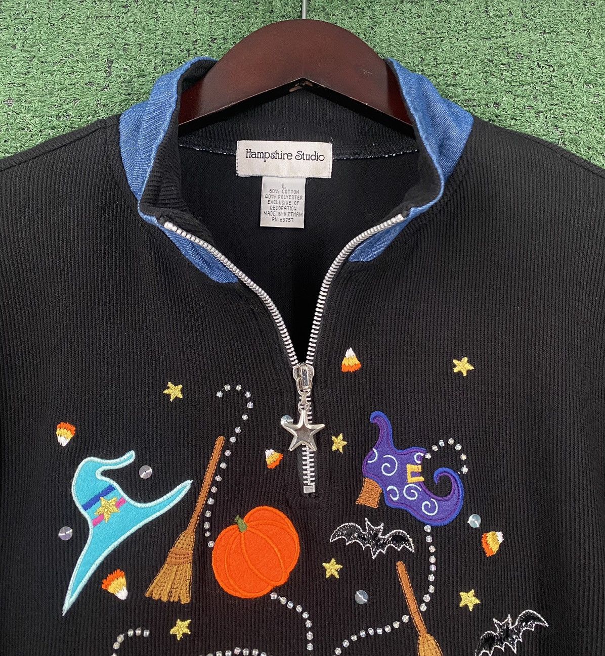 Other Vintage Y2K Halloween Witch Pumpkin Candy 1/2 Zip Shirt Size L / US 10 / IT 46 - 4 Thumbnail