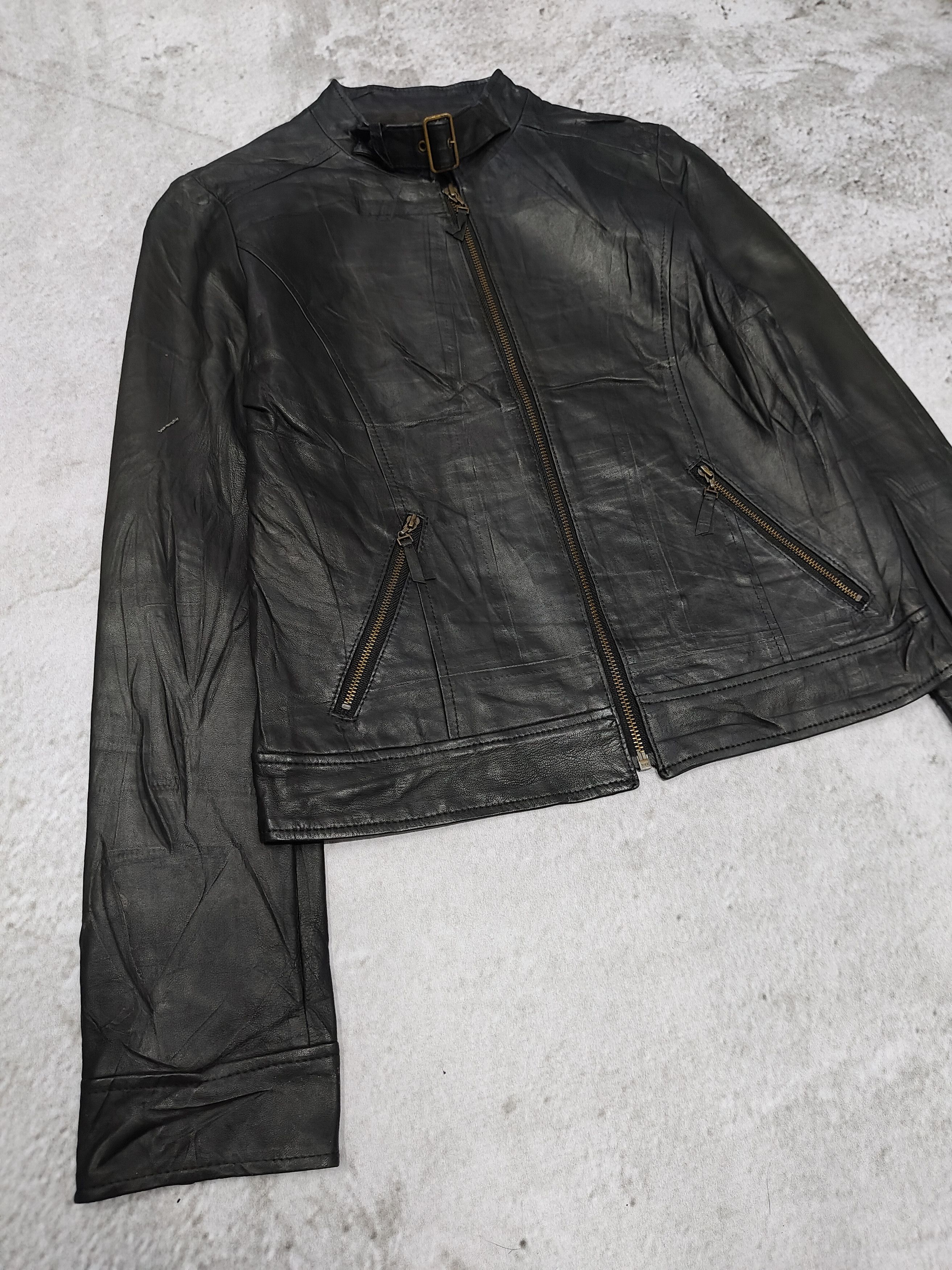 Japanese Brand 00s Carlife- Y2K Minimalist Sheepskin Leather Moto Jacket Size M / US 6-8 / IT 42-44 - 6 Thumbnail