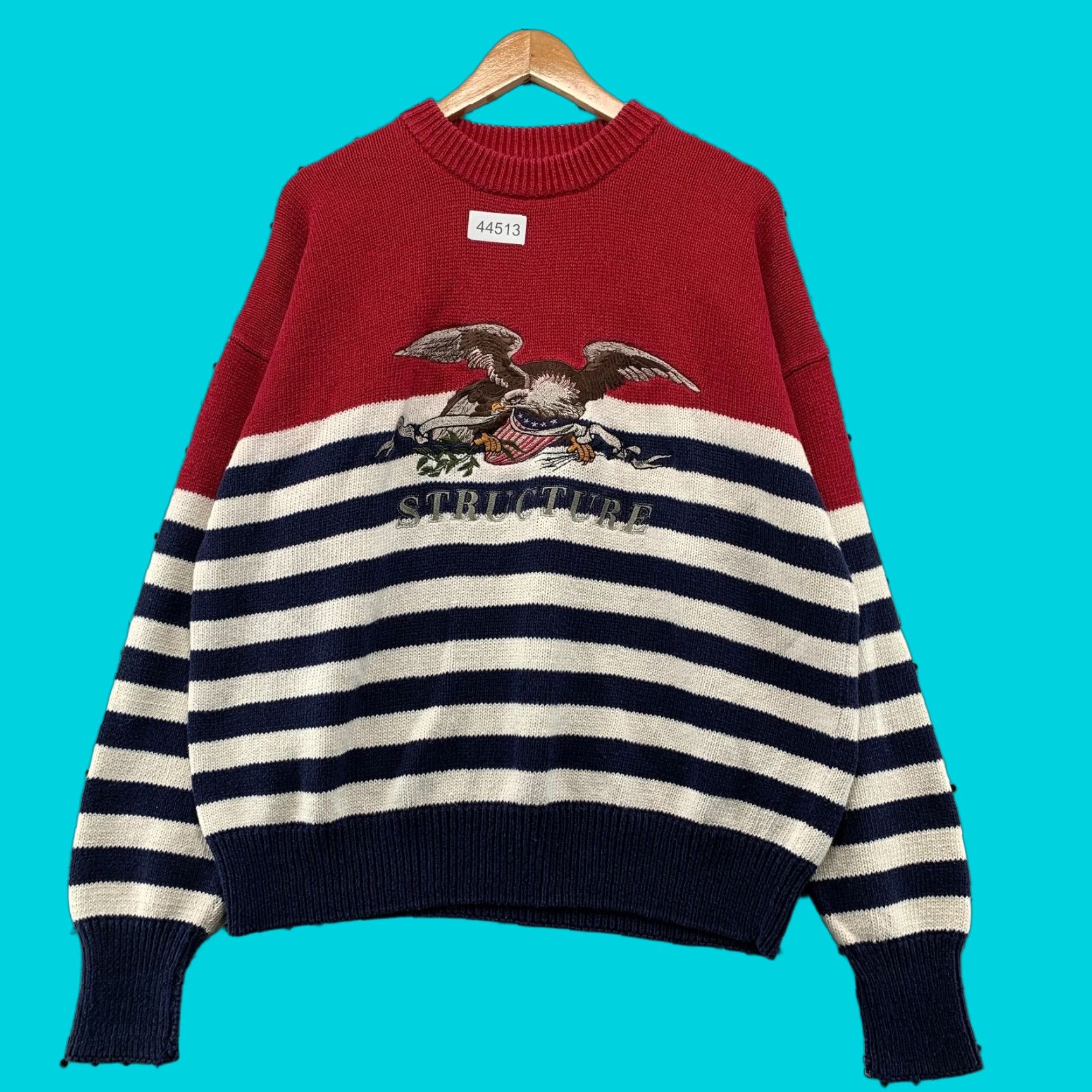 Vintage VINTAGE Structure Sweater Mens XL Eagle USA Flag Red Striped Knit Pullover Shirt Pullover Mens XL Red Eagle USA Flag Striped Knit Pullover Size US XL / EU 56 / 4 - 1 Thumbnail