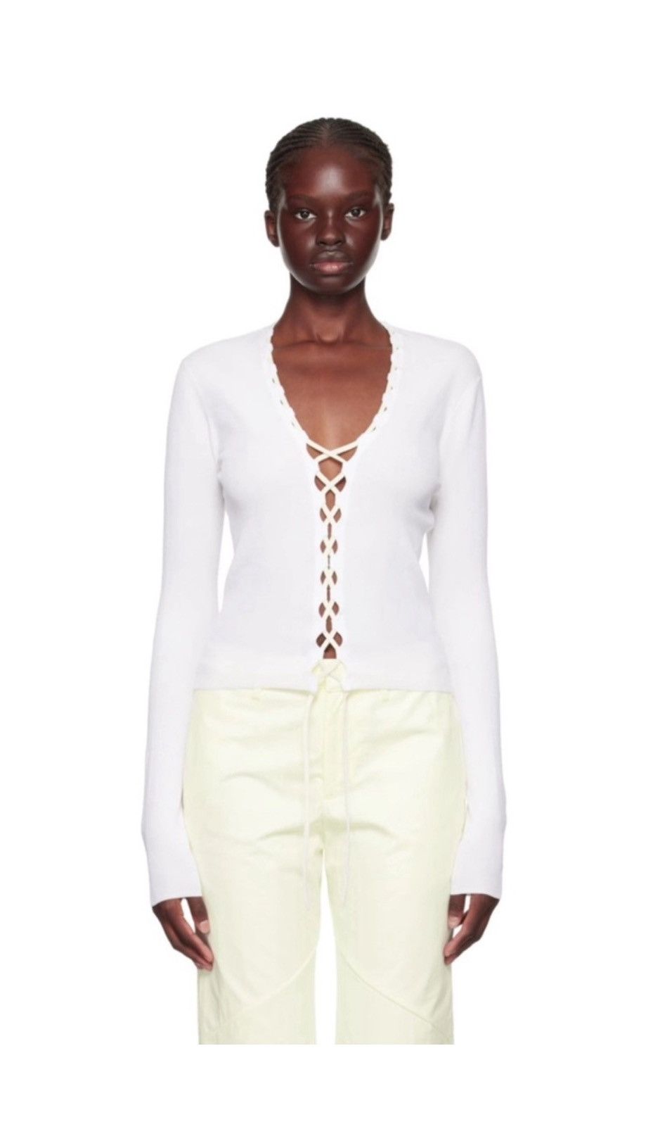 Dion Lee Dion Lee Bichrome ribbed lace-up cardigan, XS Size XS / US 0-2 / IT 36-38 - 4 Thumbnail